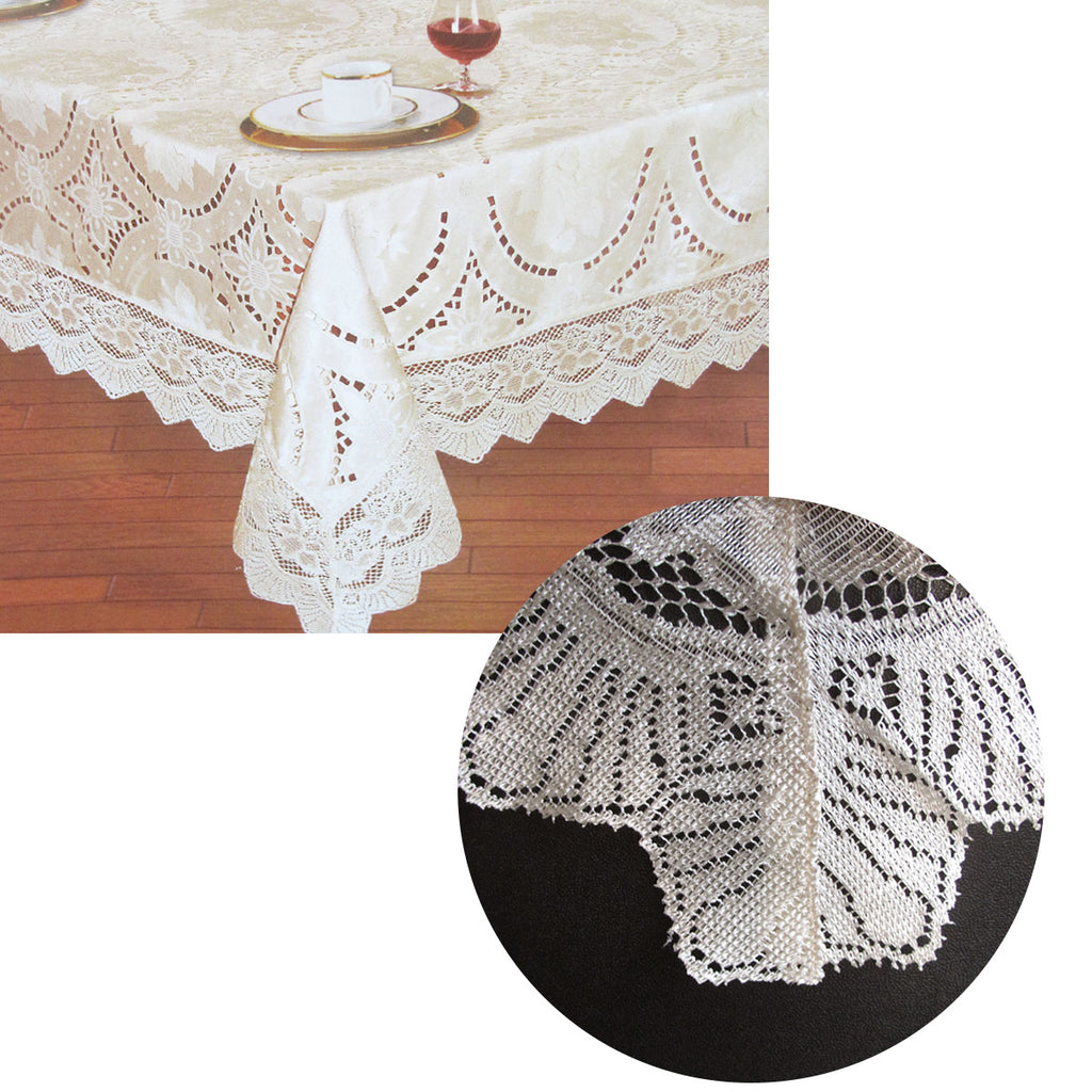 Chapel Gate Sophia Cream Jacquard Lace Tablecloth, 180 x 270 cm