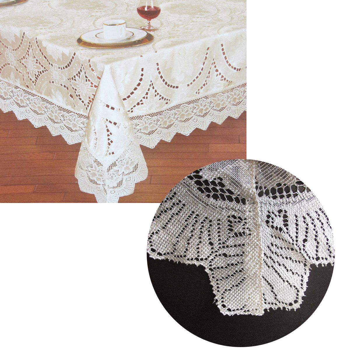 Chapel Gate Sophia Cream Jacquard Lace Tablecloth, 180 x 270 cm
