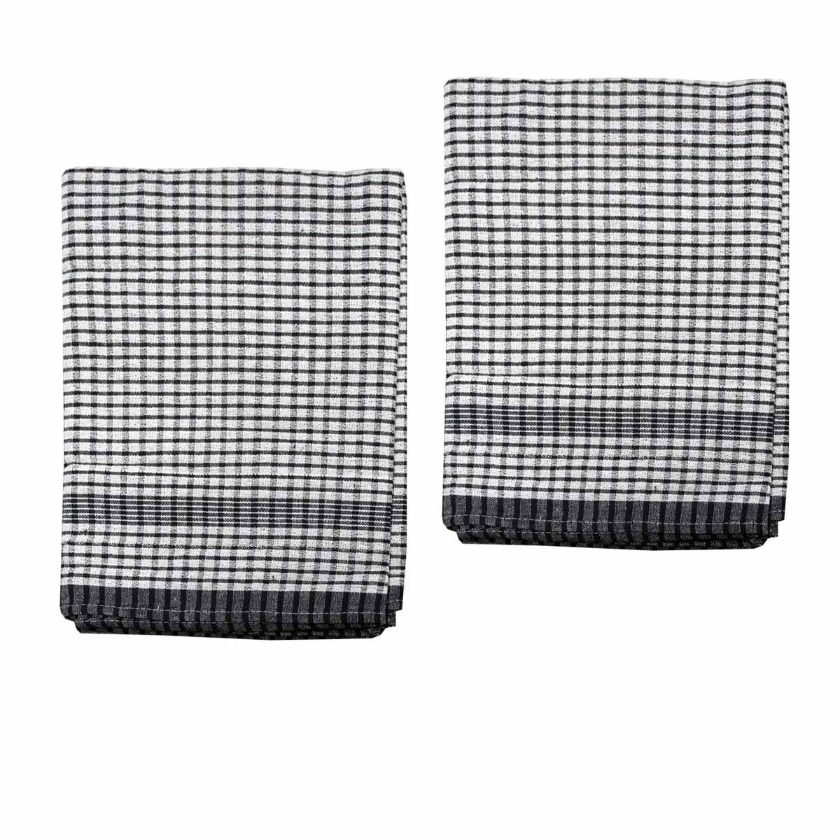 Hotel Living Set of 2 Jumbo Cotton Check Tea Towels 60x90cm