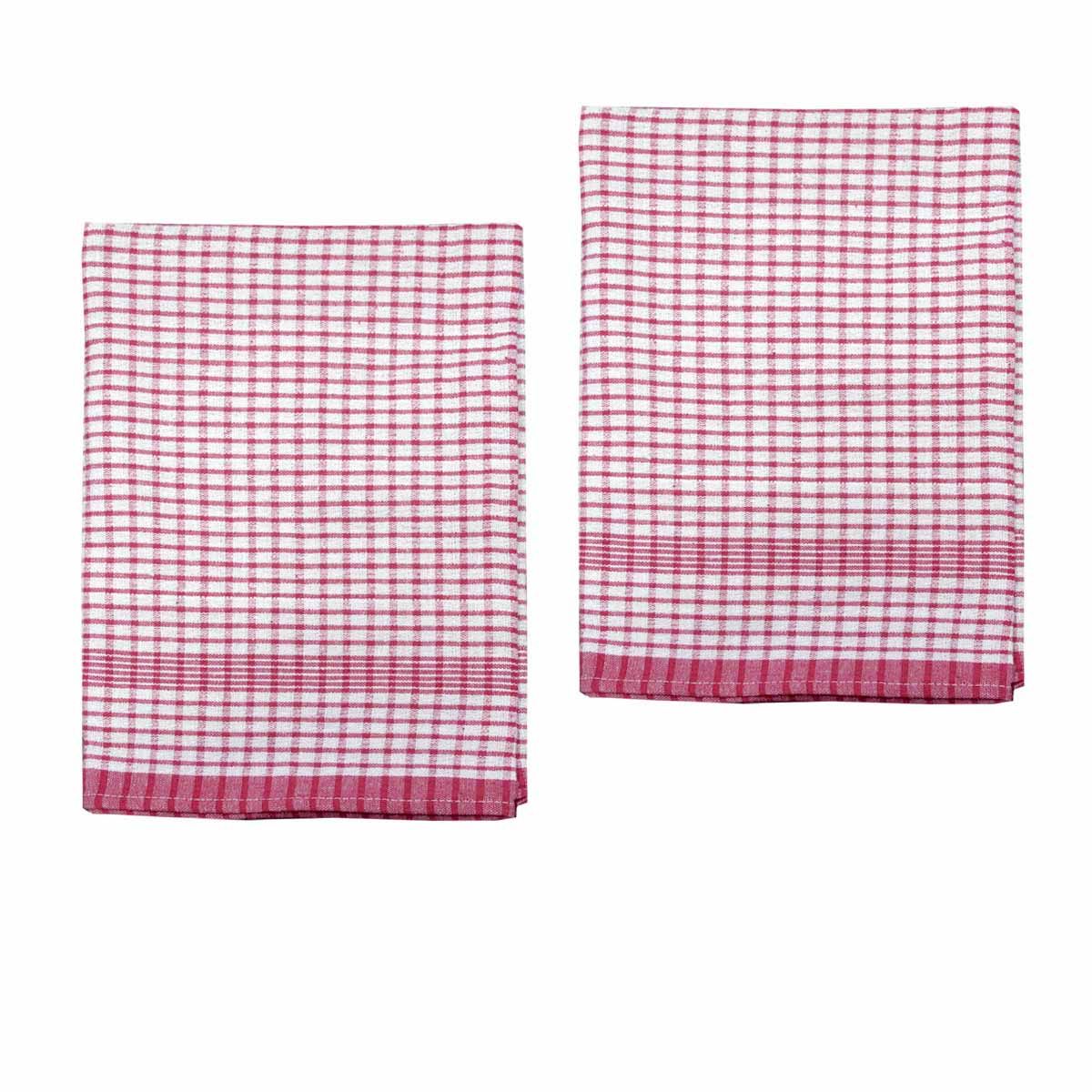 Hotel Living Set of 2 Jumbo Cotton Check Tea Towels 60x90cm