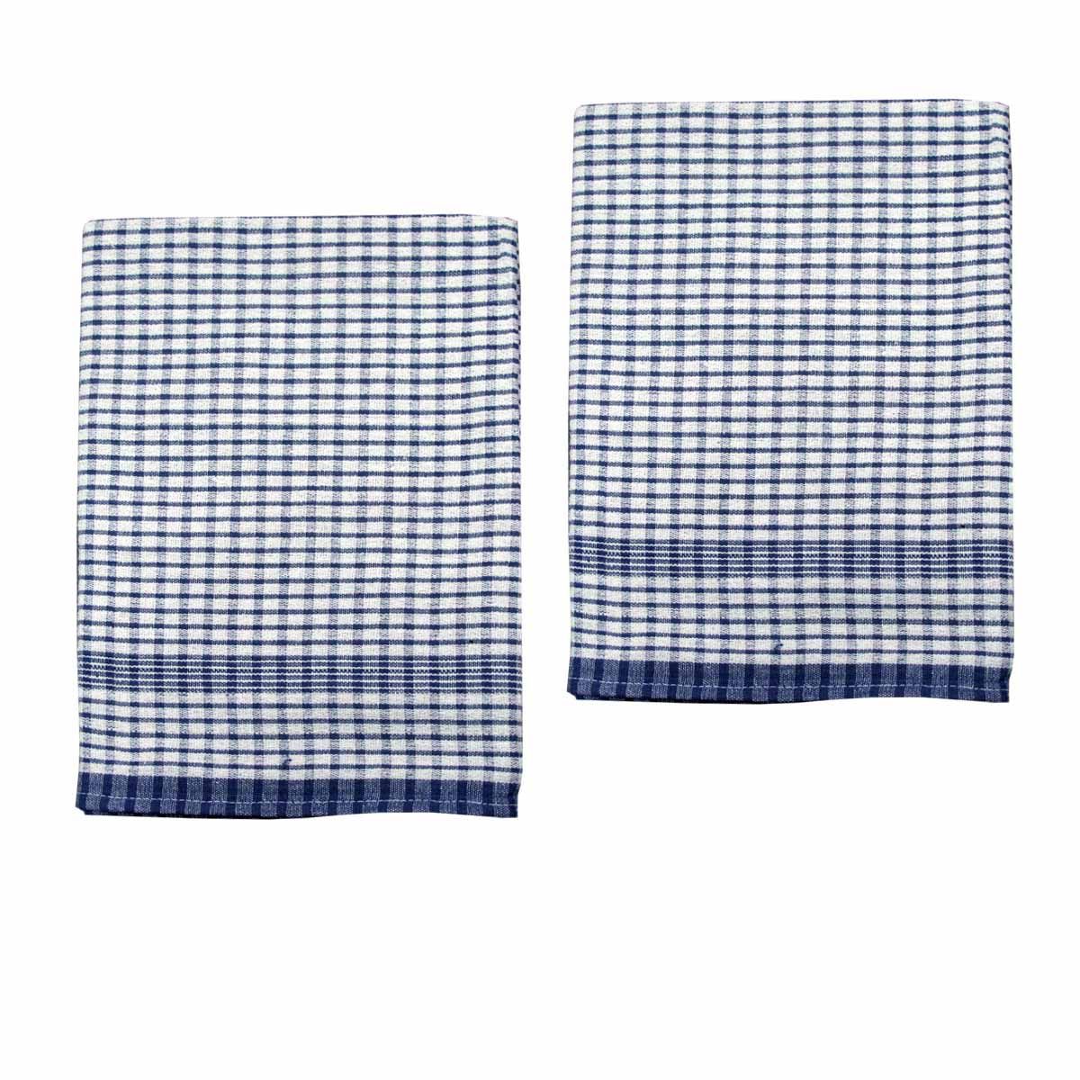 Hotel Living Set of 2 Jumbo Cotton Check Tea Towels 60x90cm