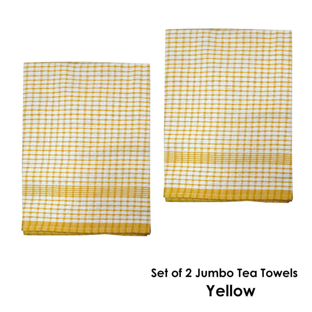 Hotel Living Set of 2 Jumbo Cotton Check Tea Towels 60x90cm