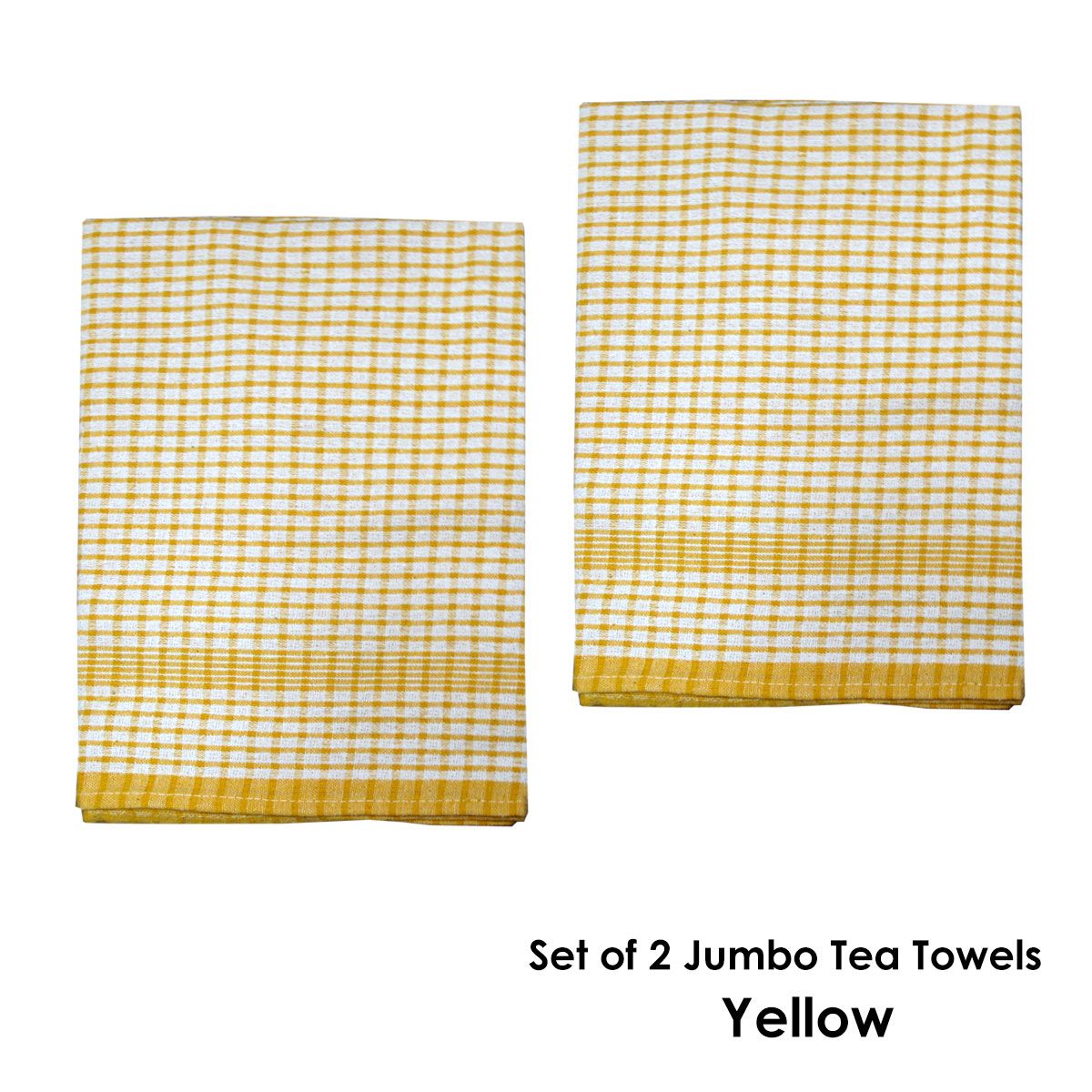 Hotel Living Set of 2 Jumbo Cotton Check Tea Towels 60x90cm