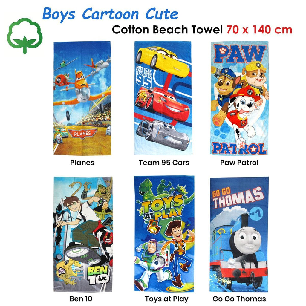 Boys Cartoon Cute Cotton Beach Towel 70 X 140 cm Lighting