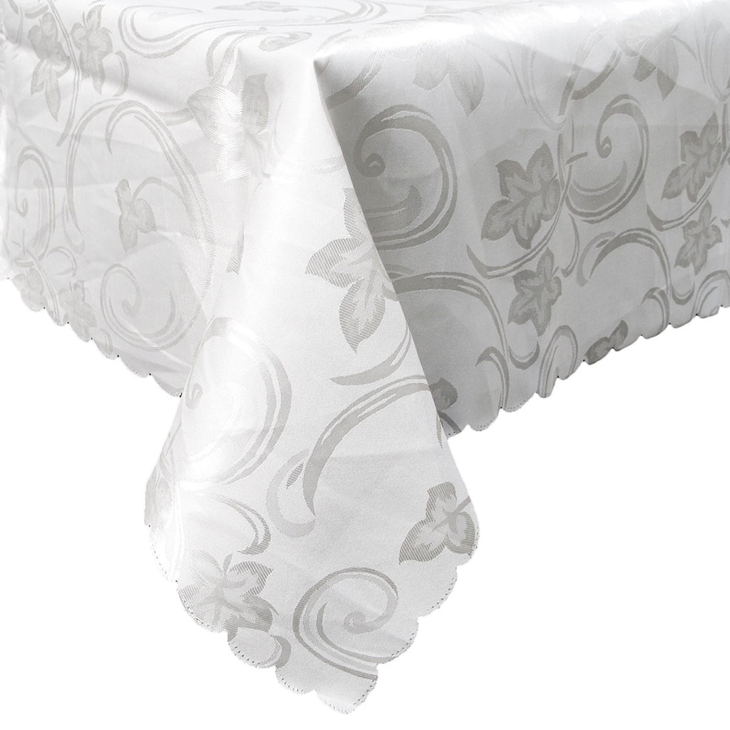 Deco White Jacquard Tablecloth, 150 x 220 cm