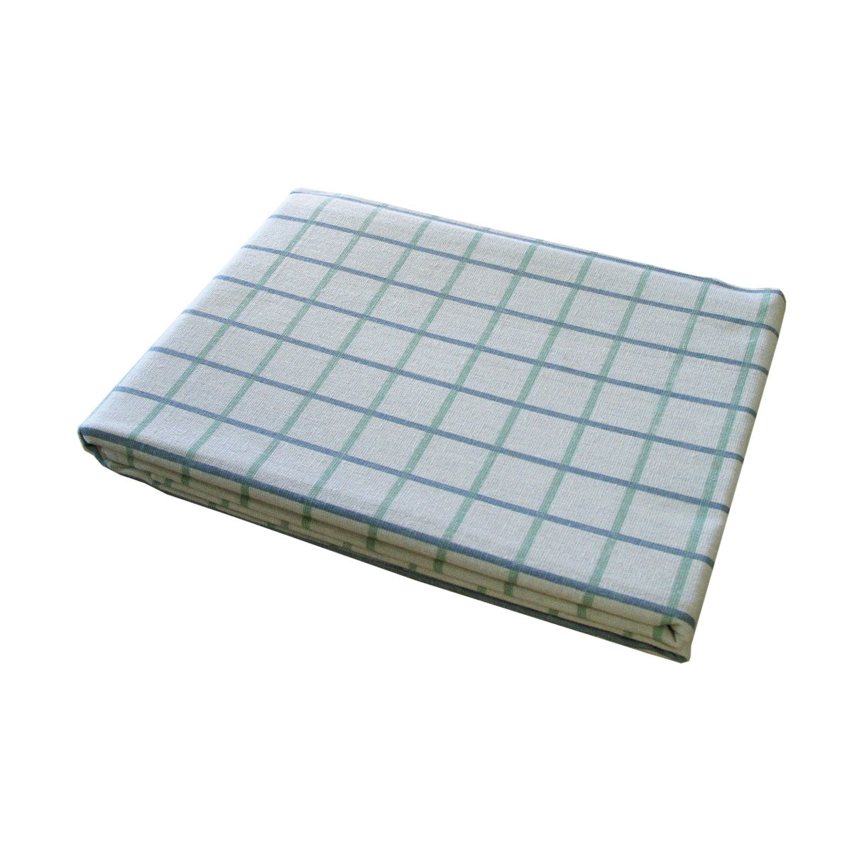 Cotton Grid Checks Oblong Tablecloth, Blue, 150 x 230 cm