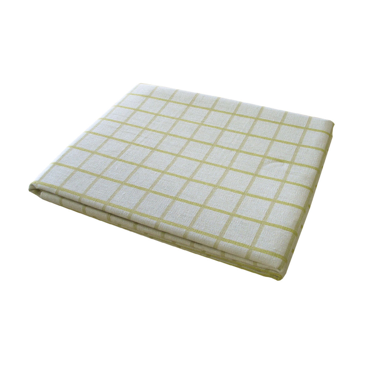 Cotton Grid Checks Oblong Tablecloth, Yellow, 150 x 230 cm