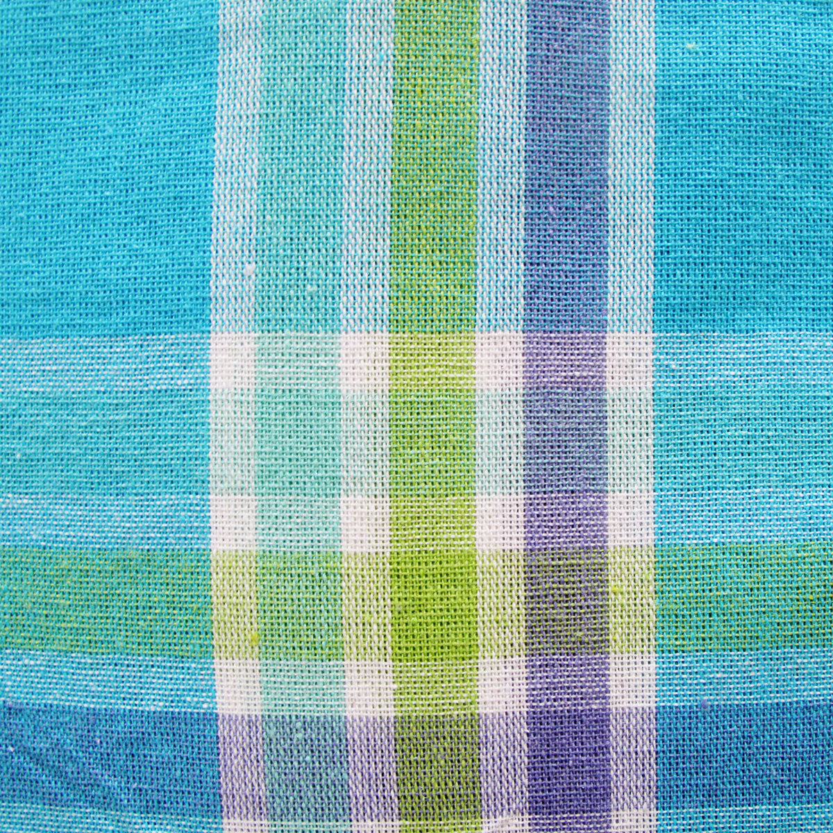 Cotton Plaid Checks Oblong Tablecloth, Blue, 130 x 180 cm