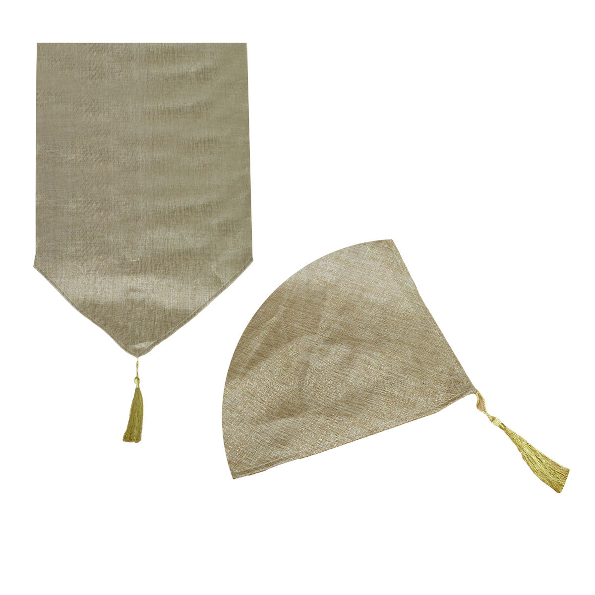 Metallic Texture Table Runner with Tassels, 33 x 180 cm, Gold