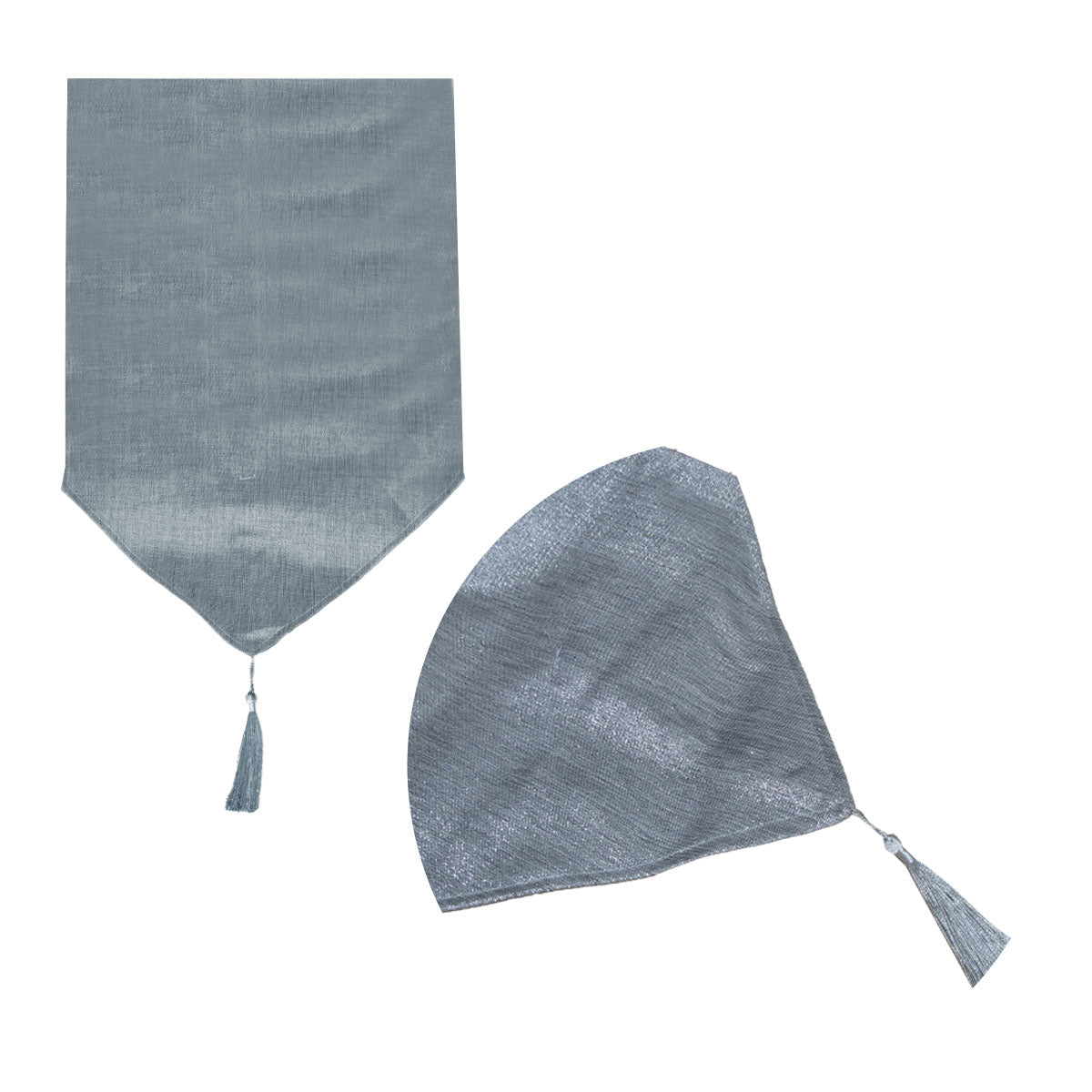 Metallic Texture Table Runner with Tassels, 33 x 180 cm, Silver