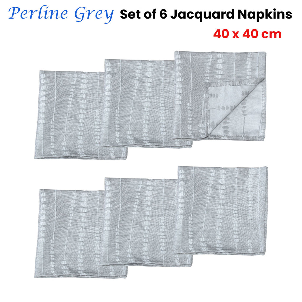 Perline Grey Jacquard Napkins, Set of 6, 40 x 40 cm