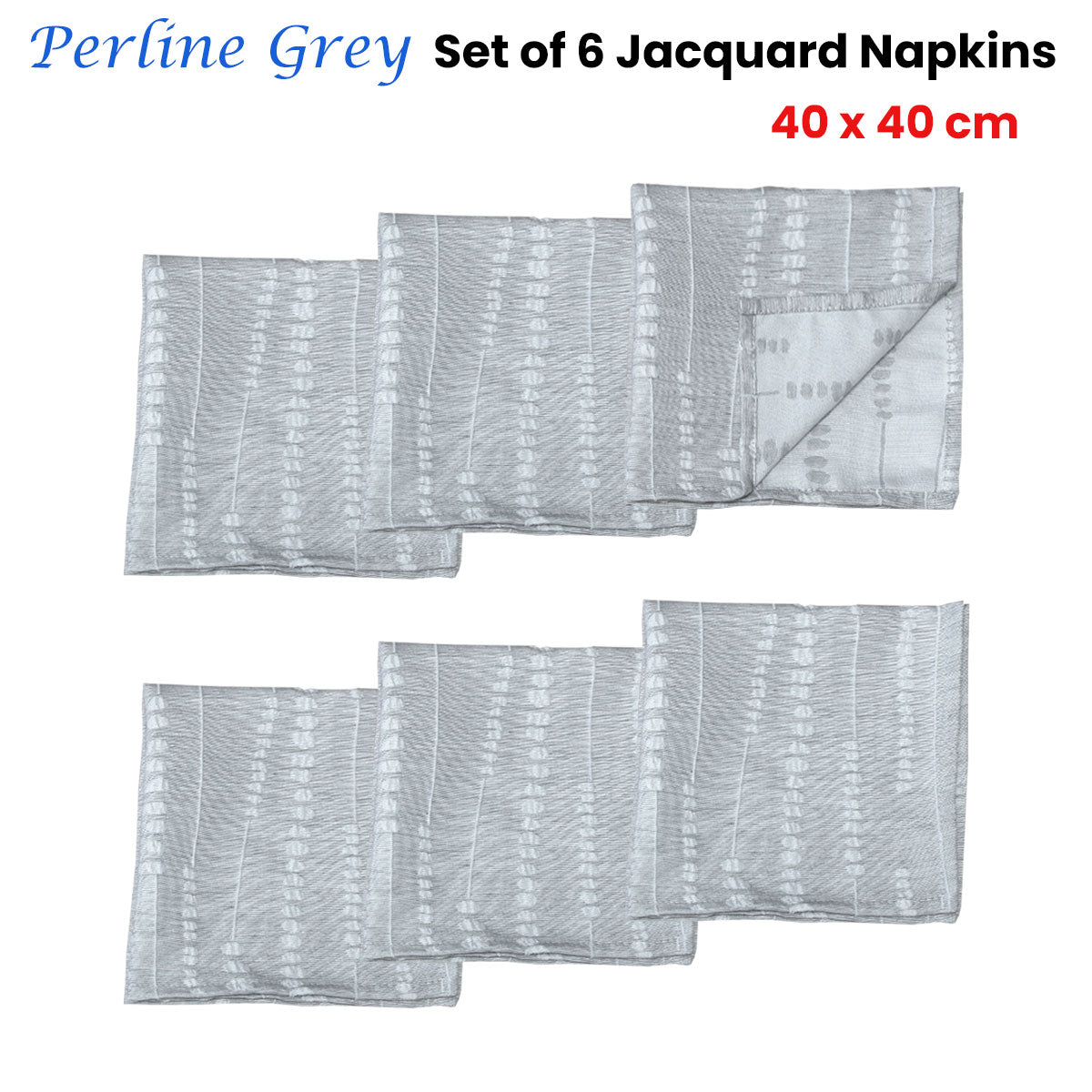 Perline Grey Jacquard Napkins, Set of 6, 40 x 40 cm