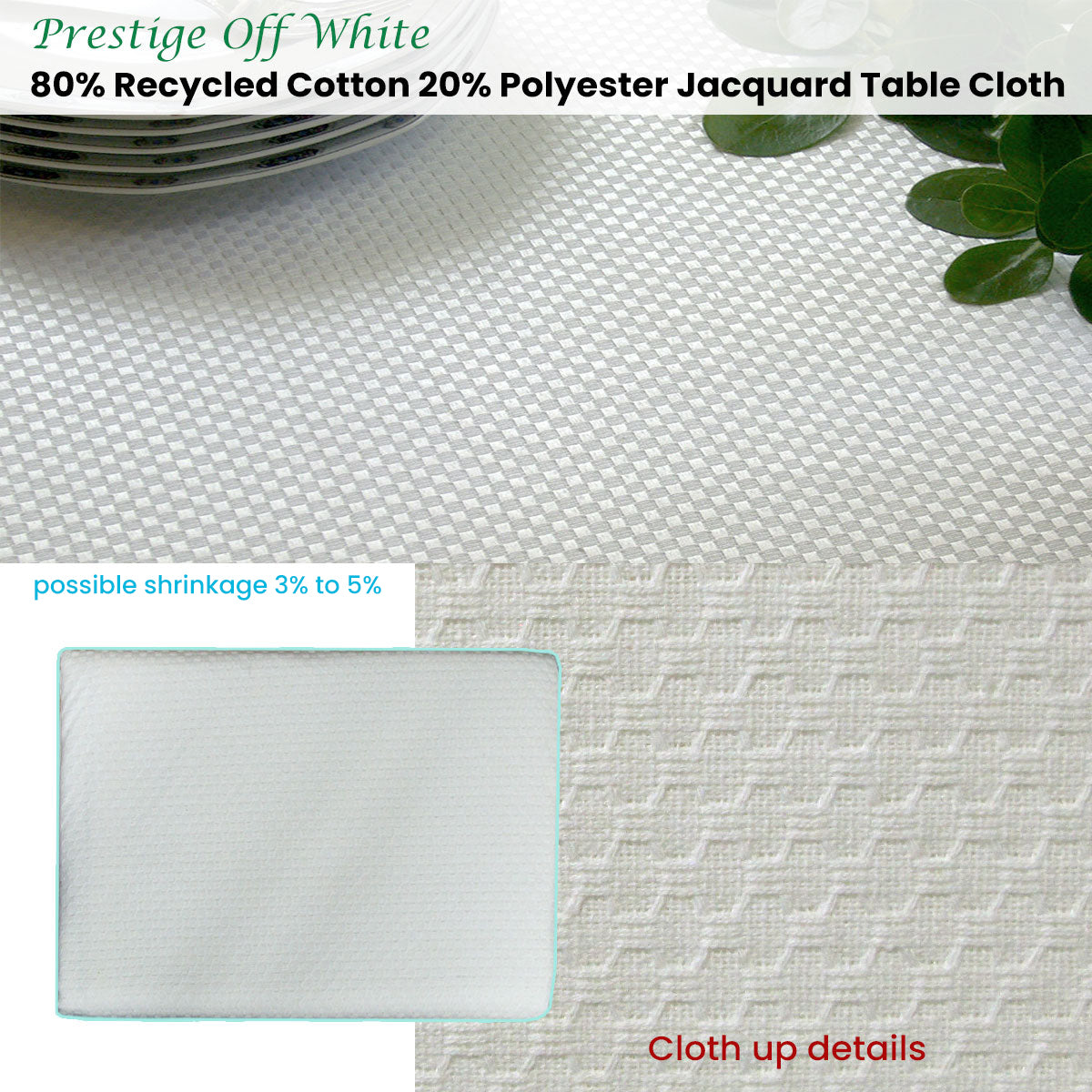 Invitation Prestige Cotton Rich Jacquard Off White Table Cloth