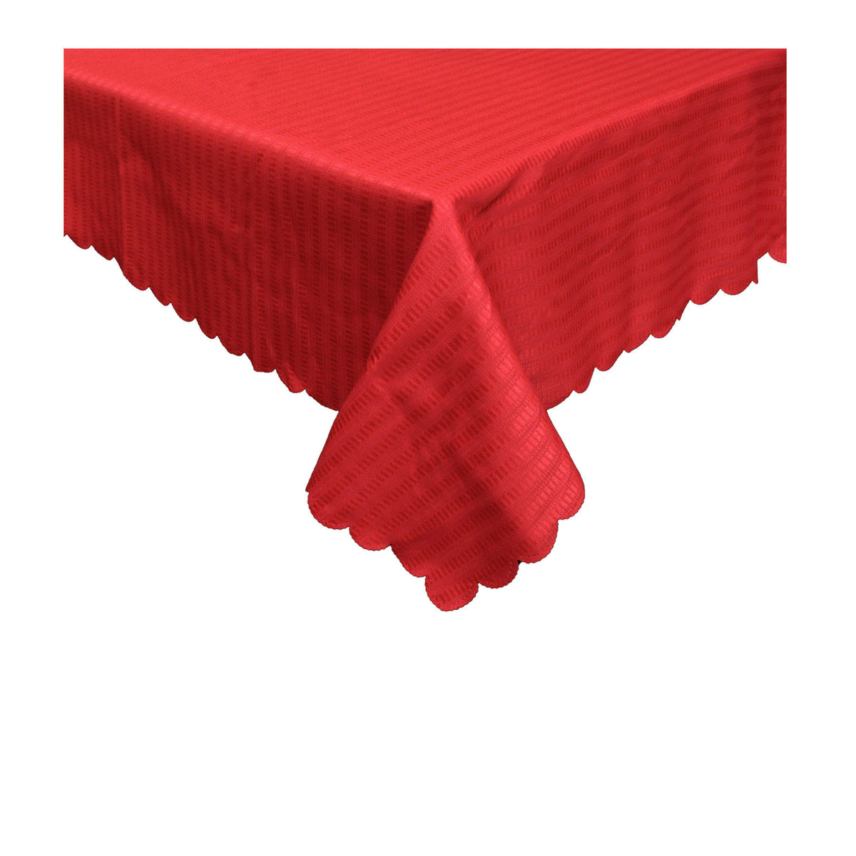 Jacquard Tablecloth, Narrow Stripes Red, 150 x 270 cm