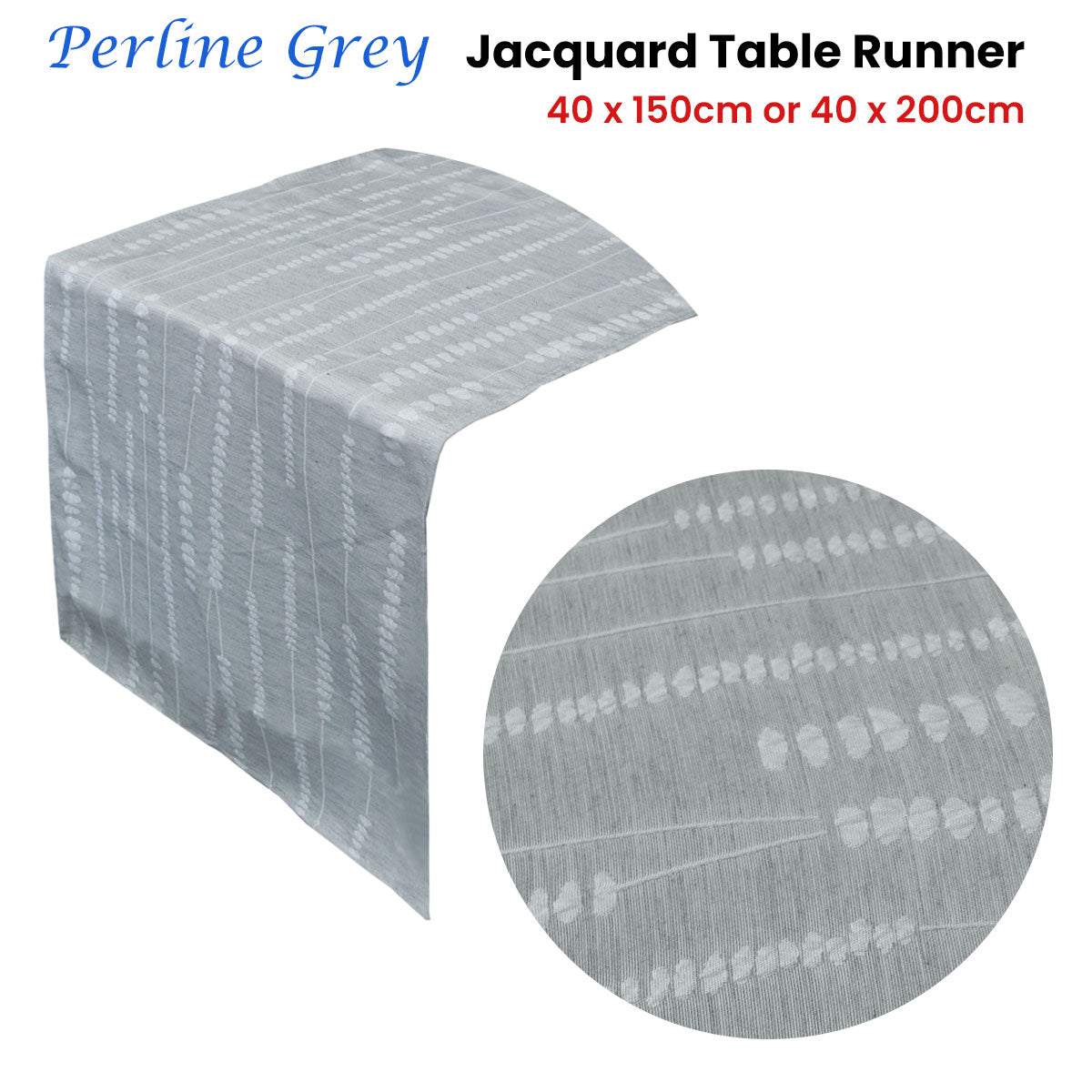 Perline Grey Jacquard Table Runner