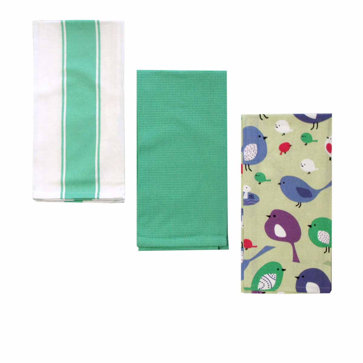 Home Oasis Set of 3 Printed Cotton Rich Tea Towels 50 x 70 cm
