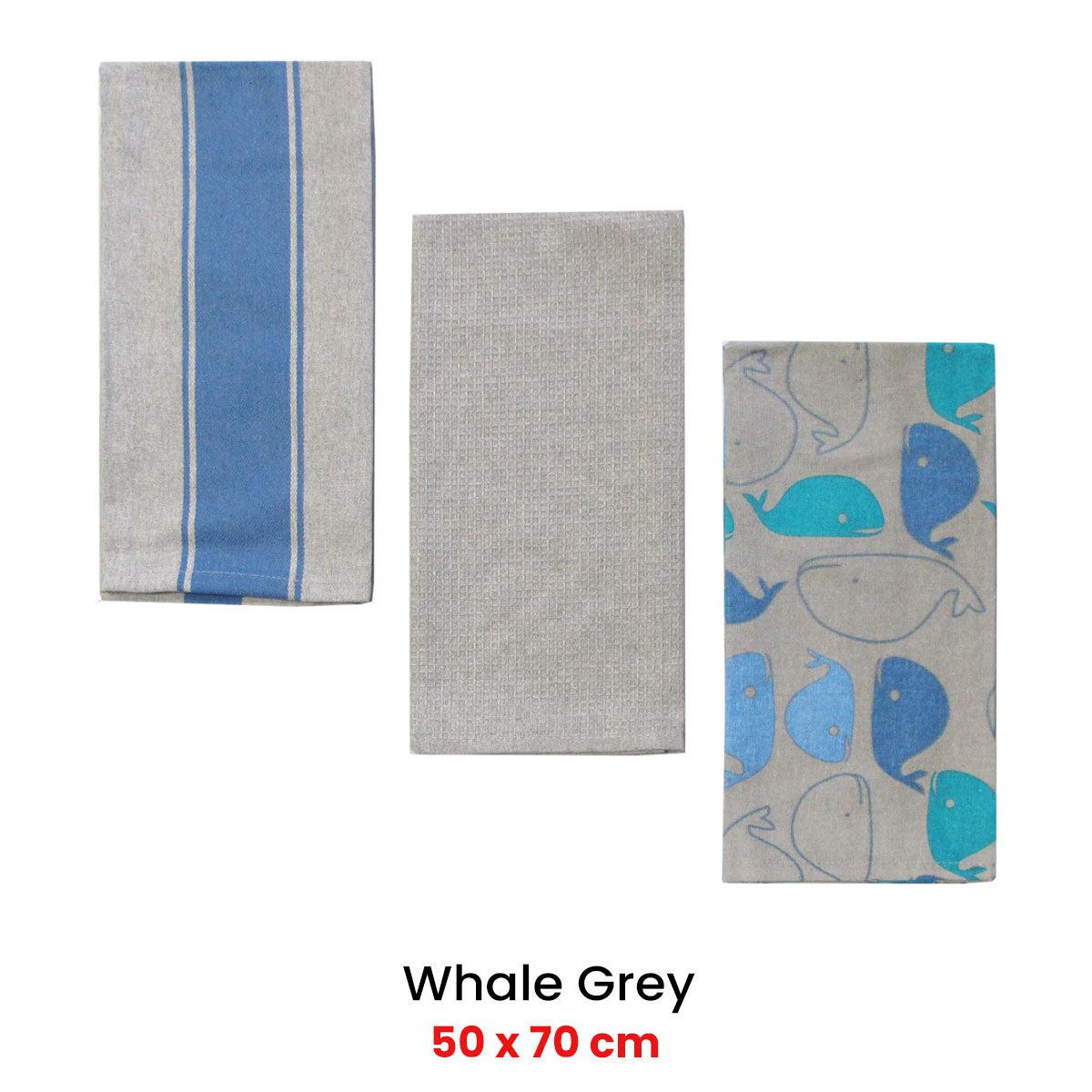 Home Oasis Set of 3 Printed Cotton Rich Tea Towels 50 x 70 cm