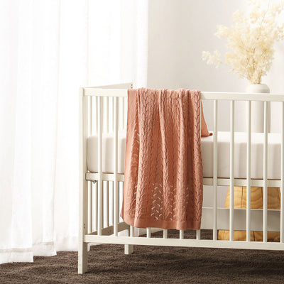 Little Gem Lyla Cotton Baby Blanket, Dusty Pink, 75 x 100 cm