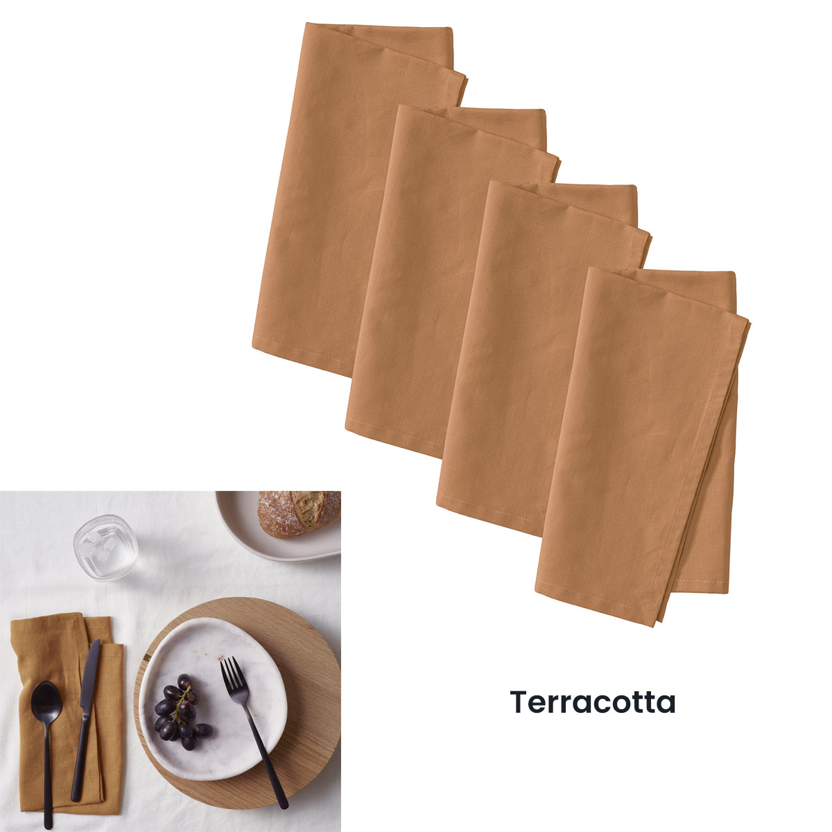 Vintage Design Homewares Set of 4 Washed Linen Cotton Square Napkins