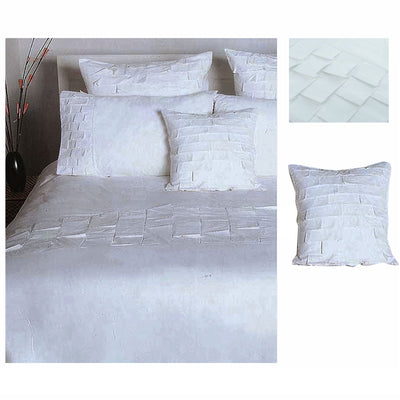 Accessorize Pleats White Cotton Quilt Cover Set, Double
