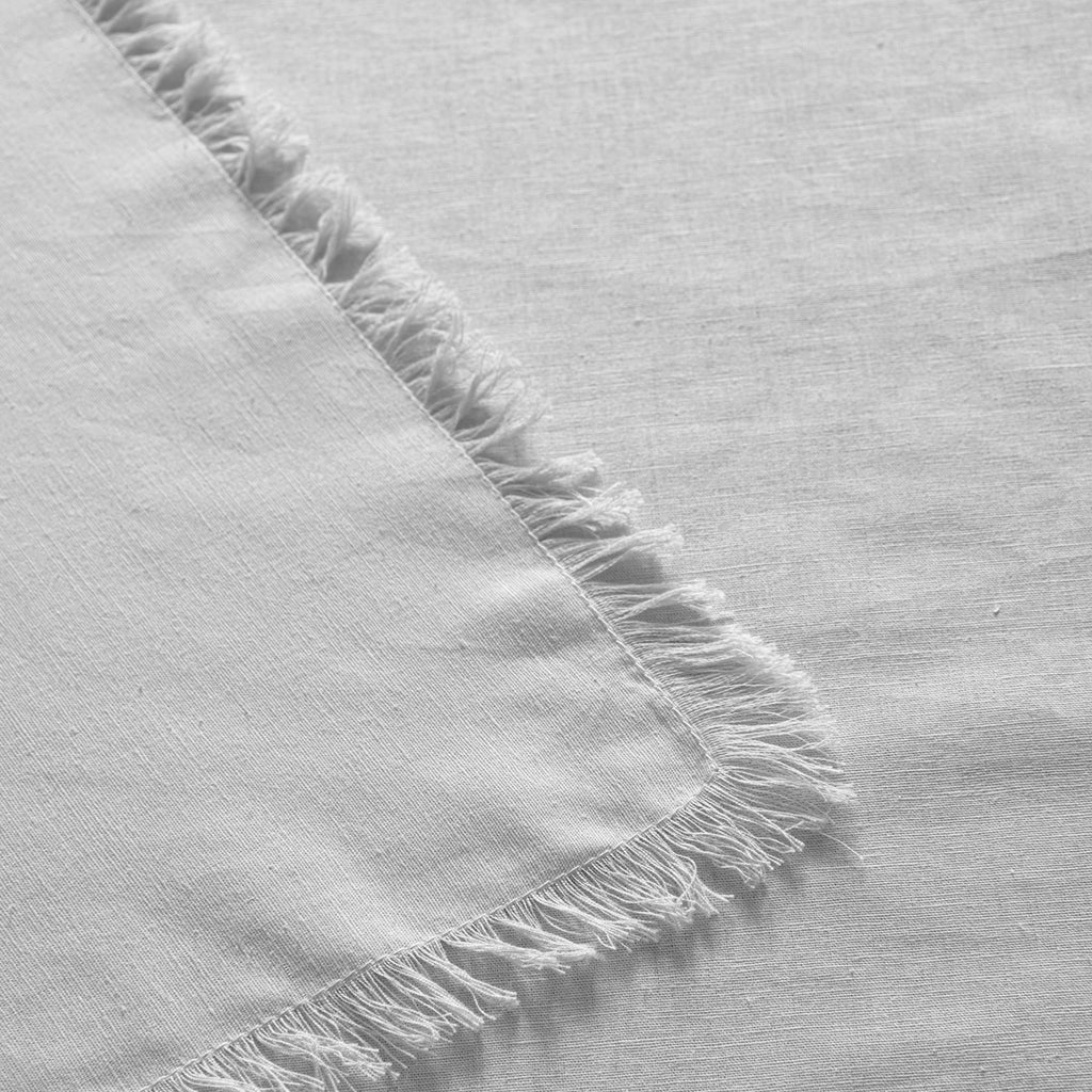 Vintage Design Homewares Gypsy White Fringed Washed Linen Cotton Tablecloth