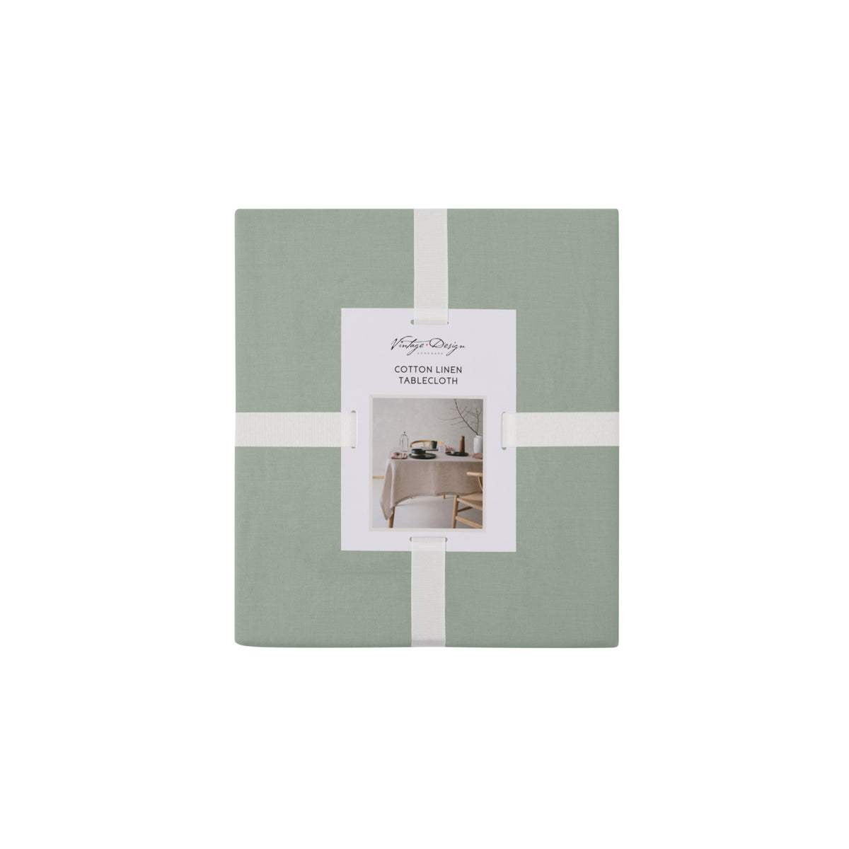 Vintage Design Homewares Helm Green Washed Linen Cotton Tablecloth