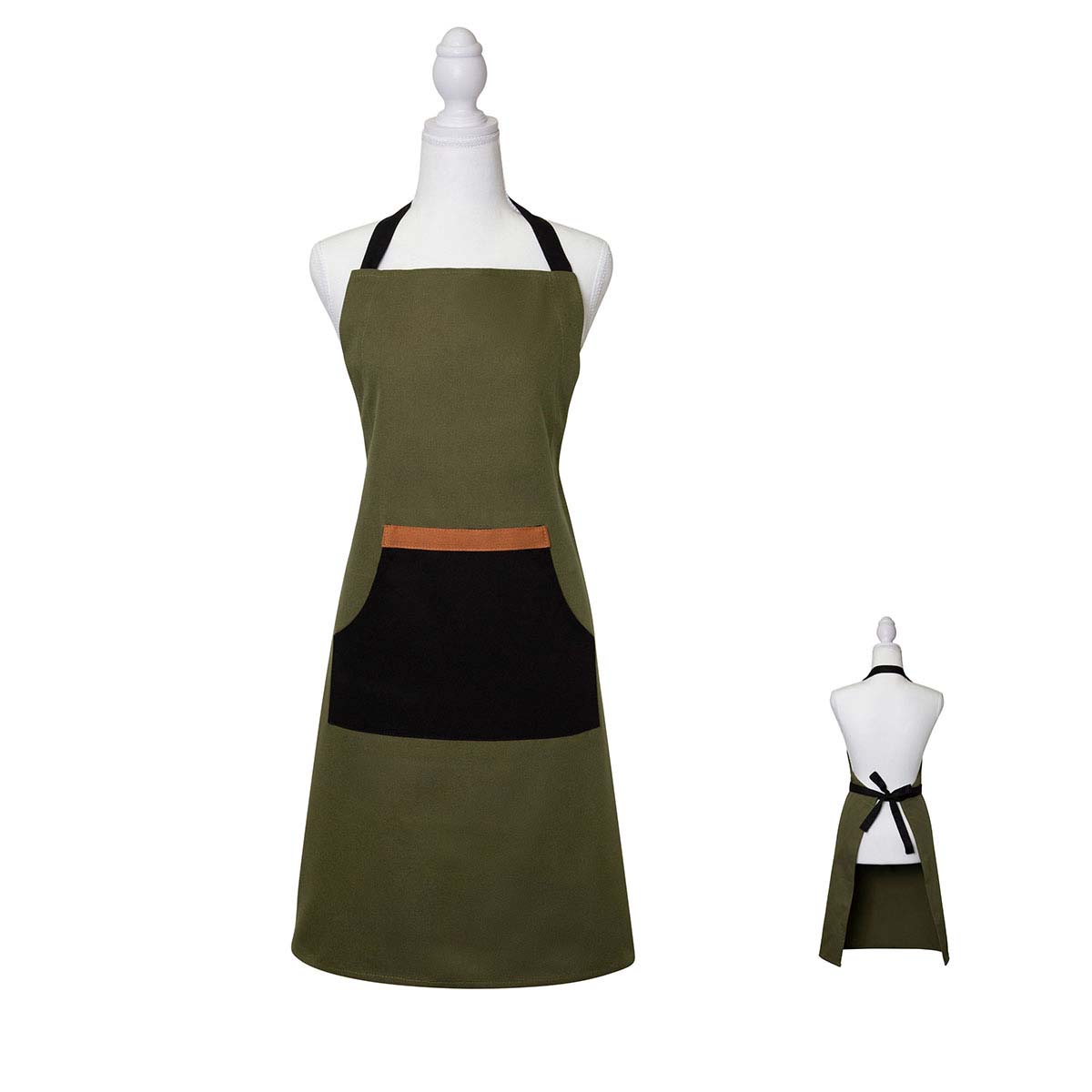 J Elliot Home Selby Quilted Cotton Apron, 83 x 68 cm, Olive and Black