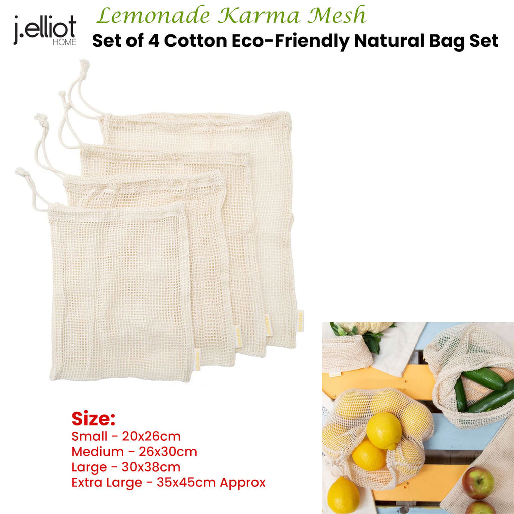 J Elliot Home Lemonade Karma Set of 4 Cotton Eco-Friendly Natural