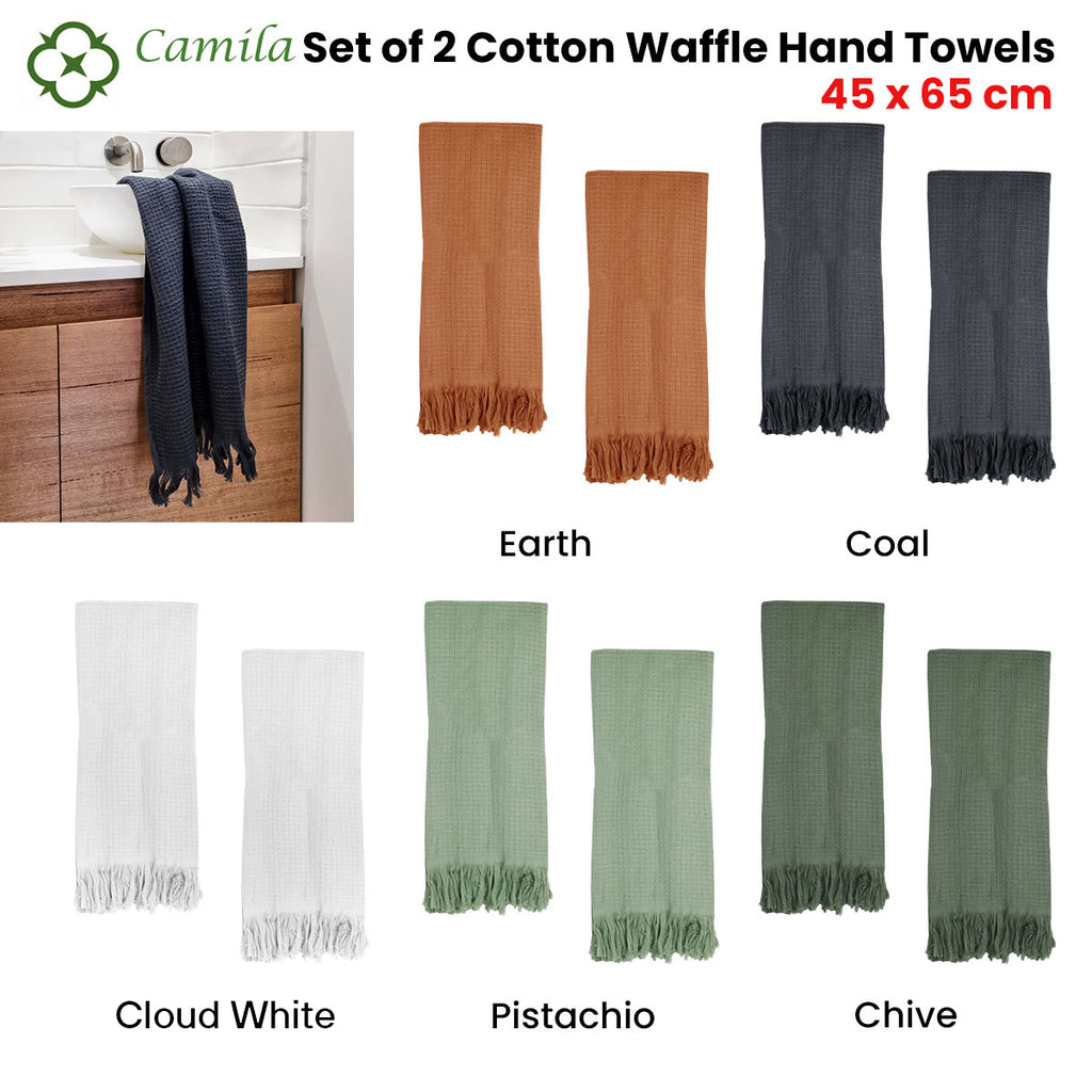 J Elliot Home Camila Cotton Waffle Hand Towels, Set of 2, 45 x 65 cm