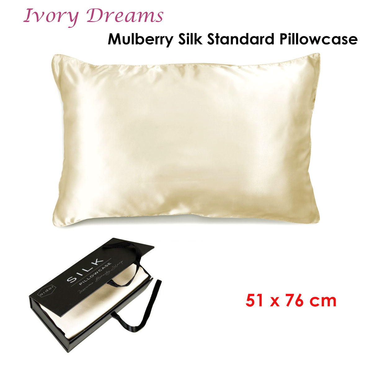 Ardor Mulberry Silk Pillowcase, Standard, Ivory Dreams