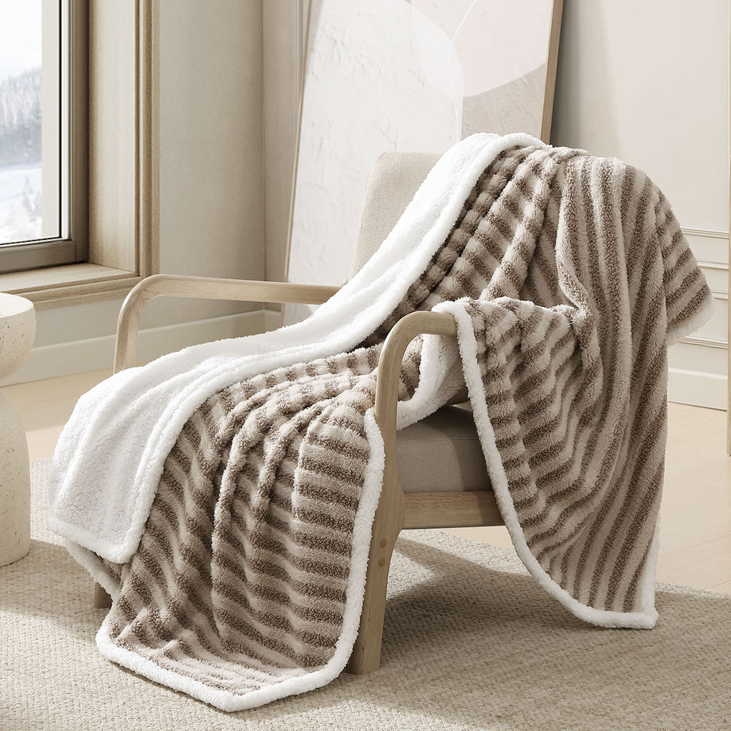 Ardor Carter Striped Boucle Throw Rug, 130 x 170 cm, shown in a real setting