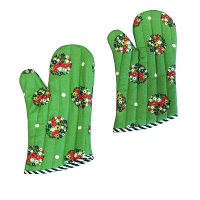 The Entertainer Collection Oven Mitts, Set of 2, Green Blossom