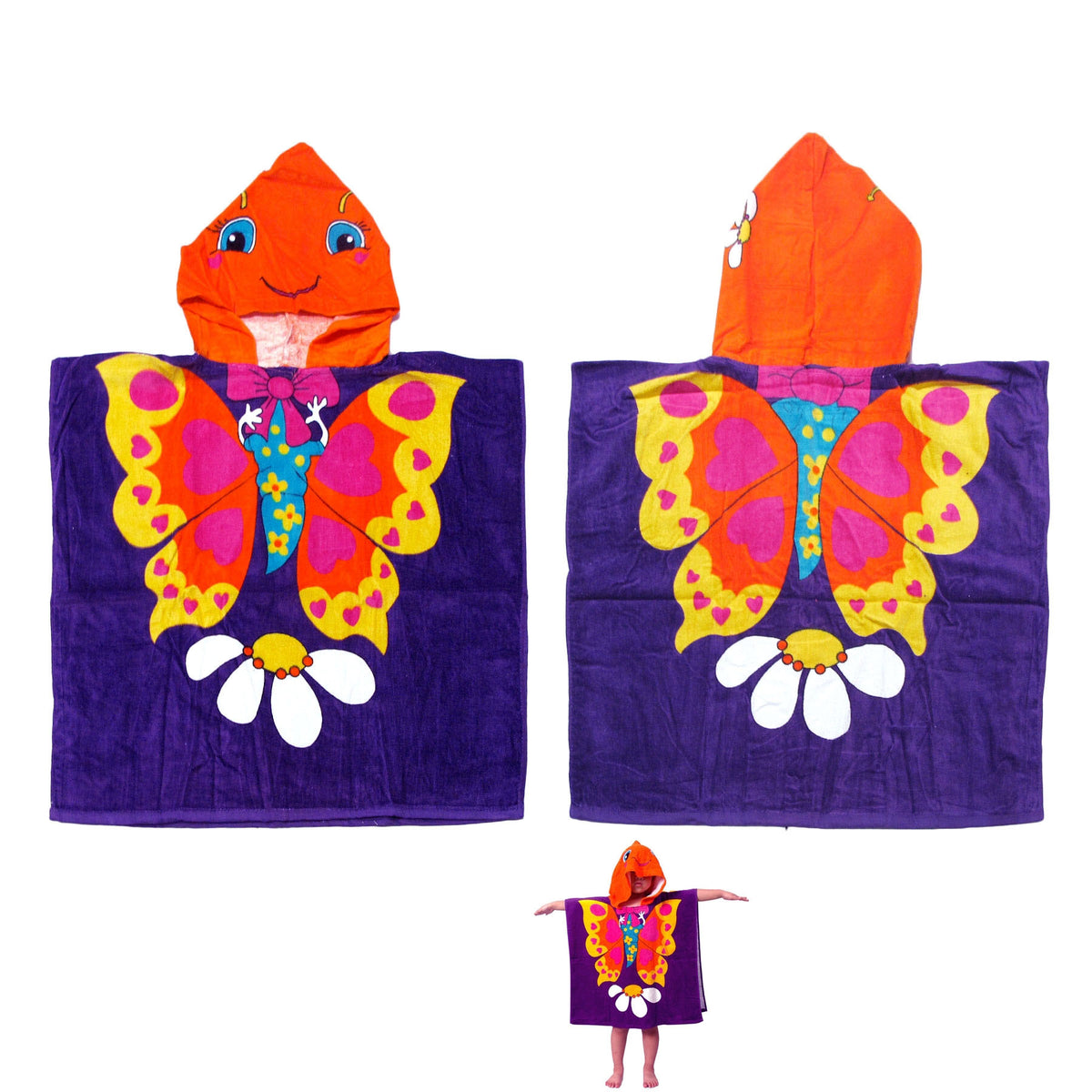 Cute Kids Cotton Hooded Towel Poncho 60 x 120 cm