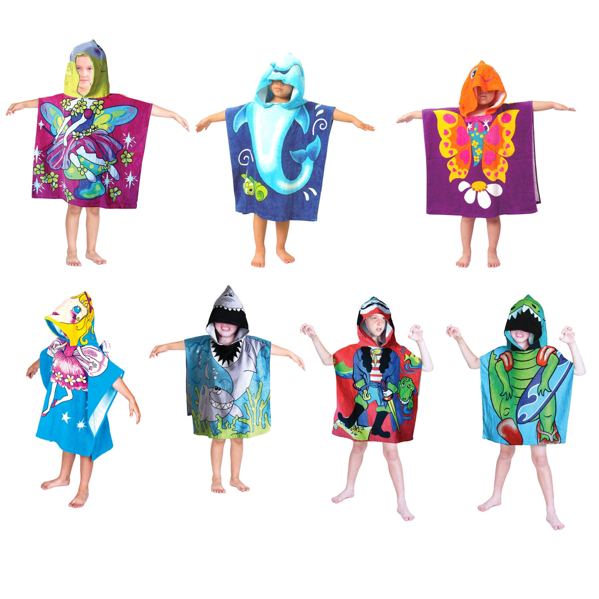 Cute Kids Cotton Hooded Towel Poncho 60 x 120 cm