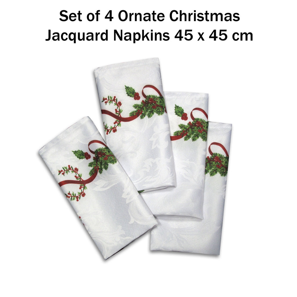 Ornate Christmas Jacquard Napkins, Set of 4, 45 x 45 cm