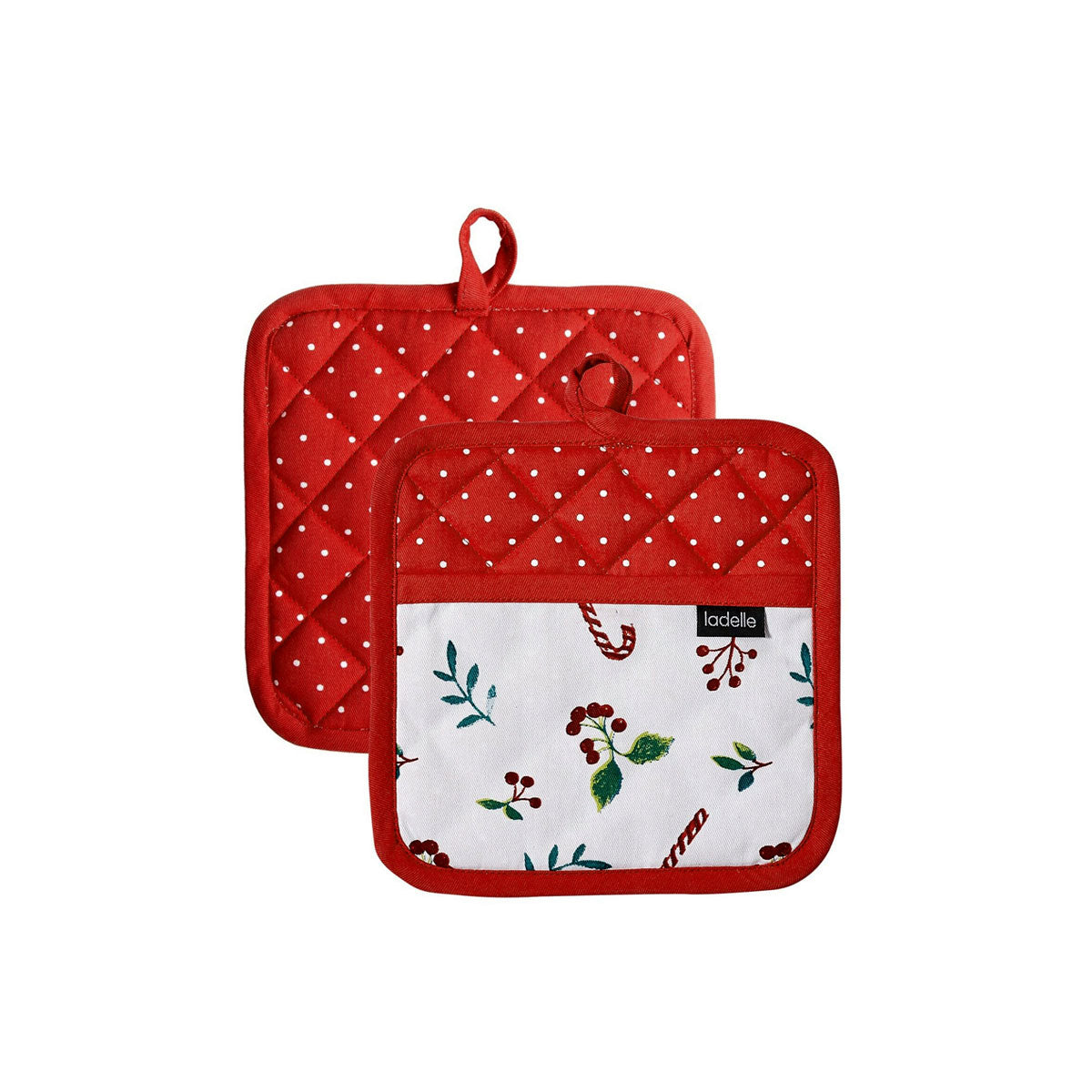 Ladelle Joyful Red Quilted Pot Holders, Set of 2, 21 x 21 cm