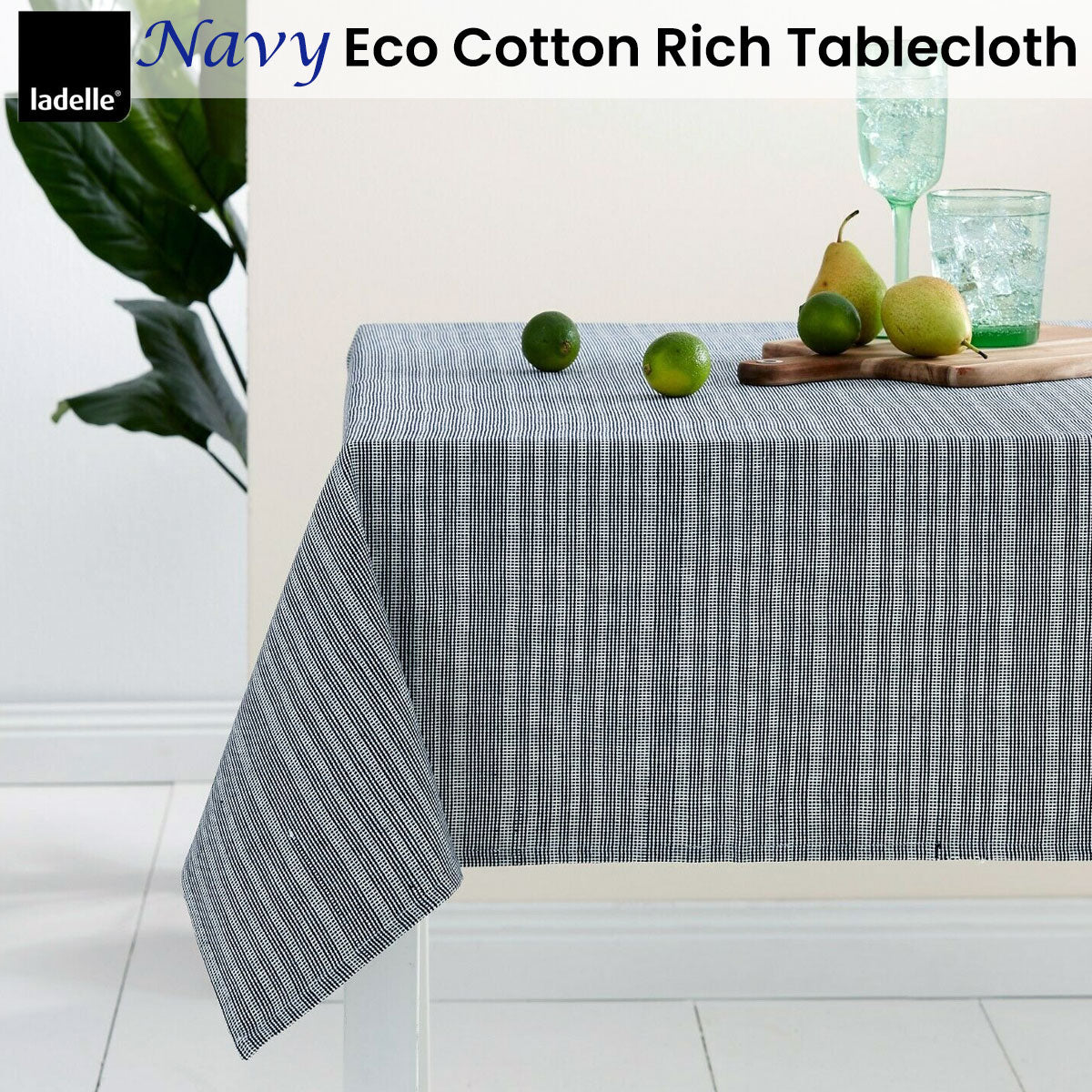 Ladelle Navy Eco Cotton Rich Tablecloth cm