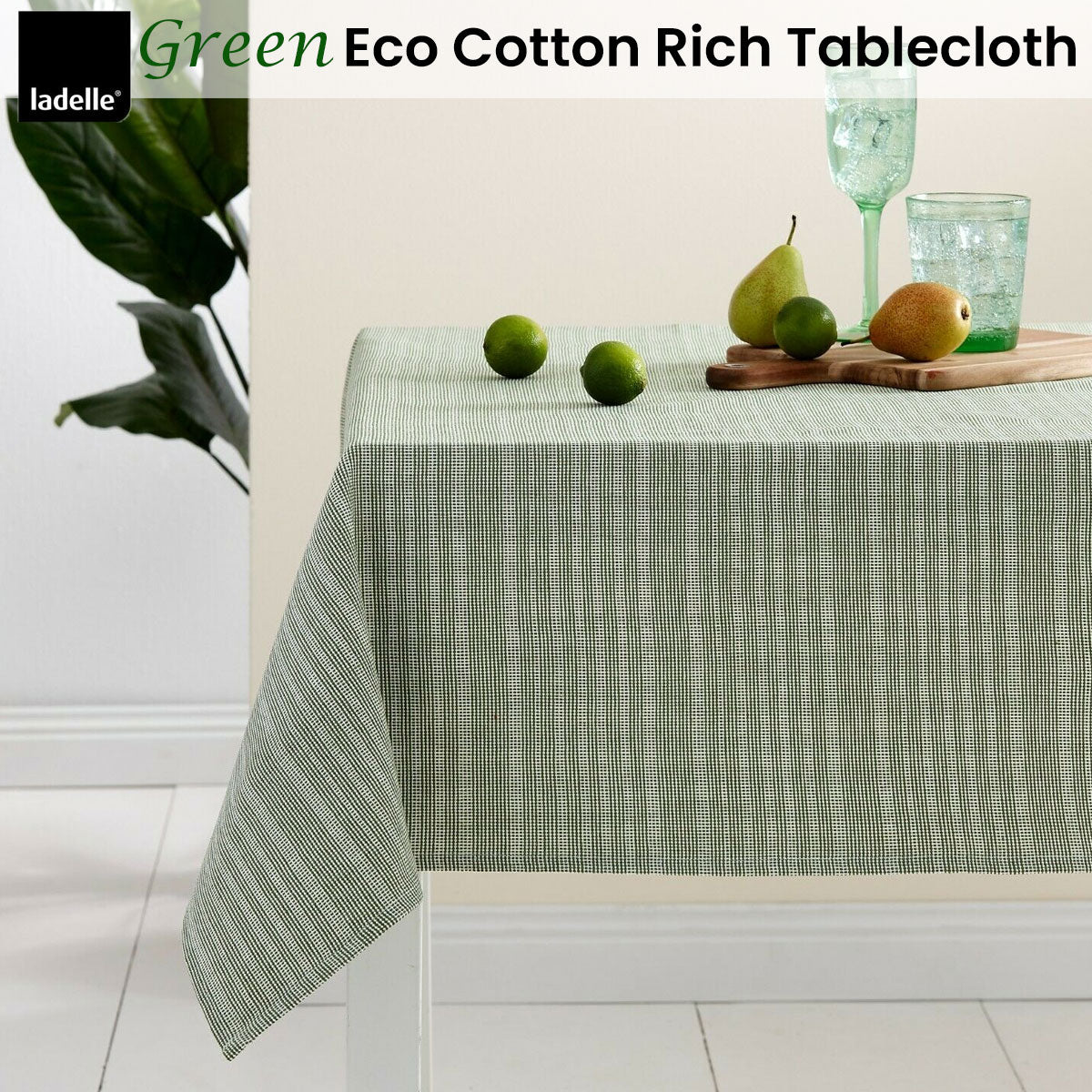 Ladelle Green Eco Cotton Rich Tablecloth cm
