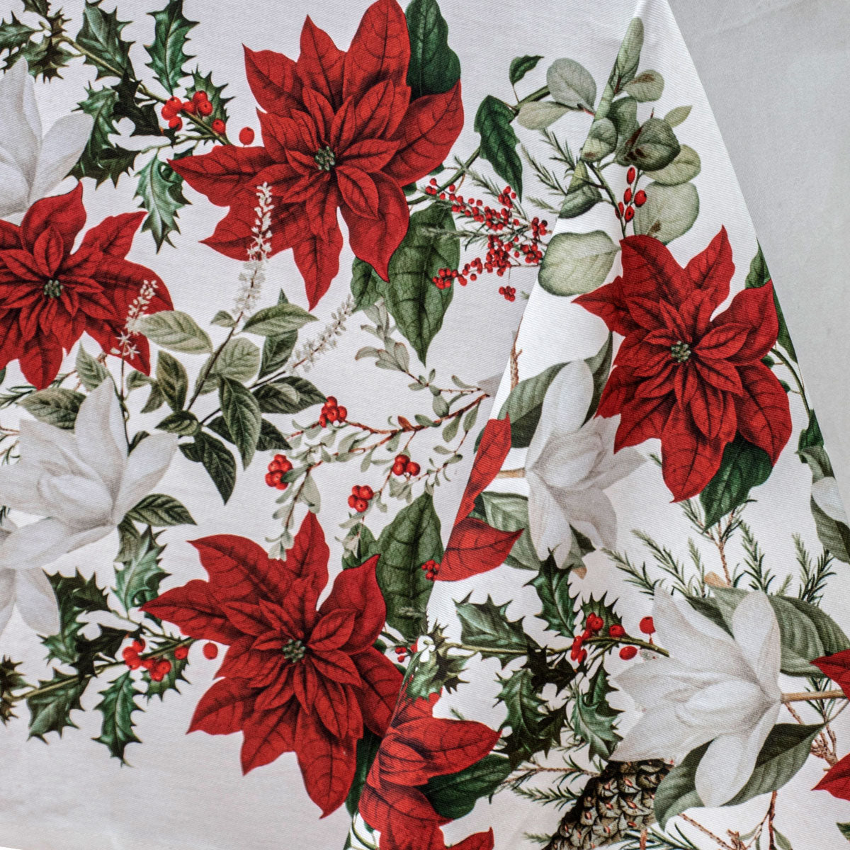 100% Cotton Ashdene Poinsettia Festive Christmas Holiday
