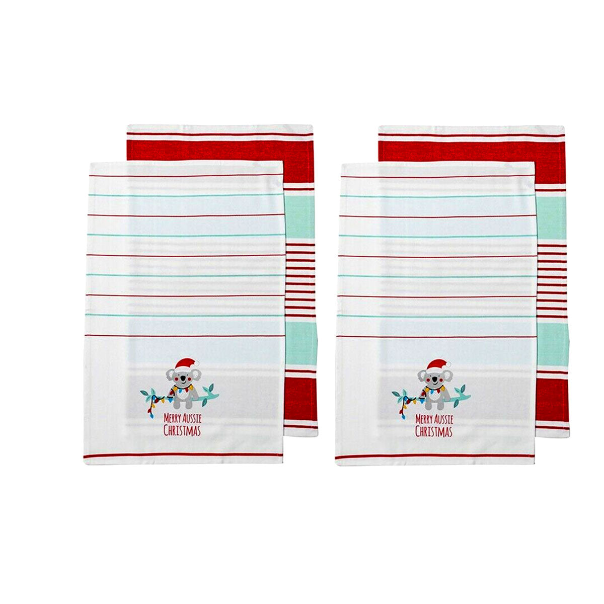 Ladelle Australiana Aussie Animal Christmas Set of 4 Cotton Kitchen