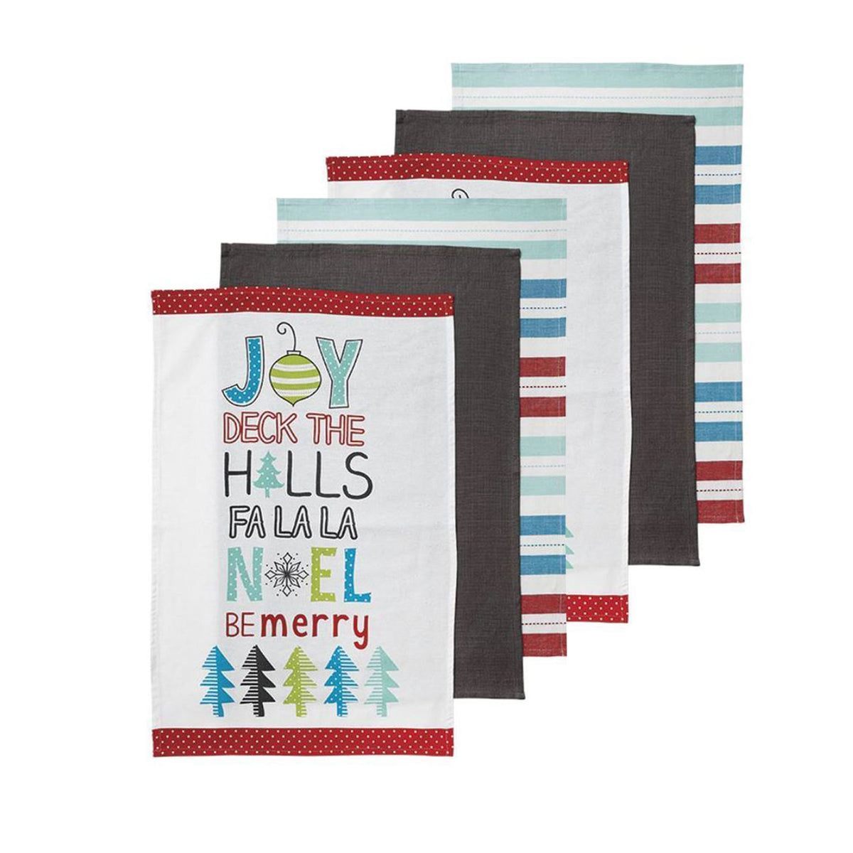Ladelle Be Merry Christmas Cotton Tea Towels, Set of 6