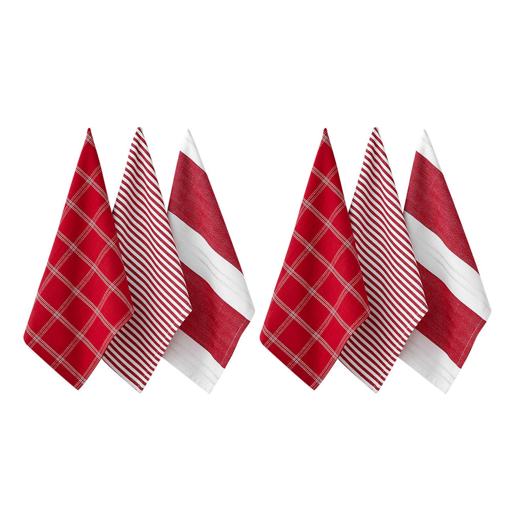 Ladelle Christmas Brick Cotton Tea Towels, Set of 6, 40 x 65 cm