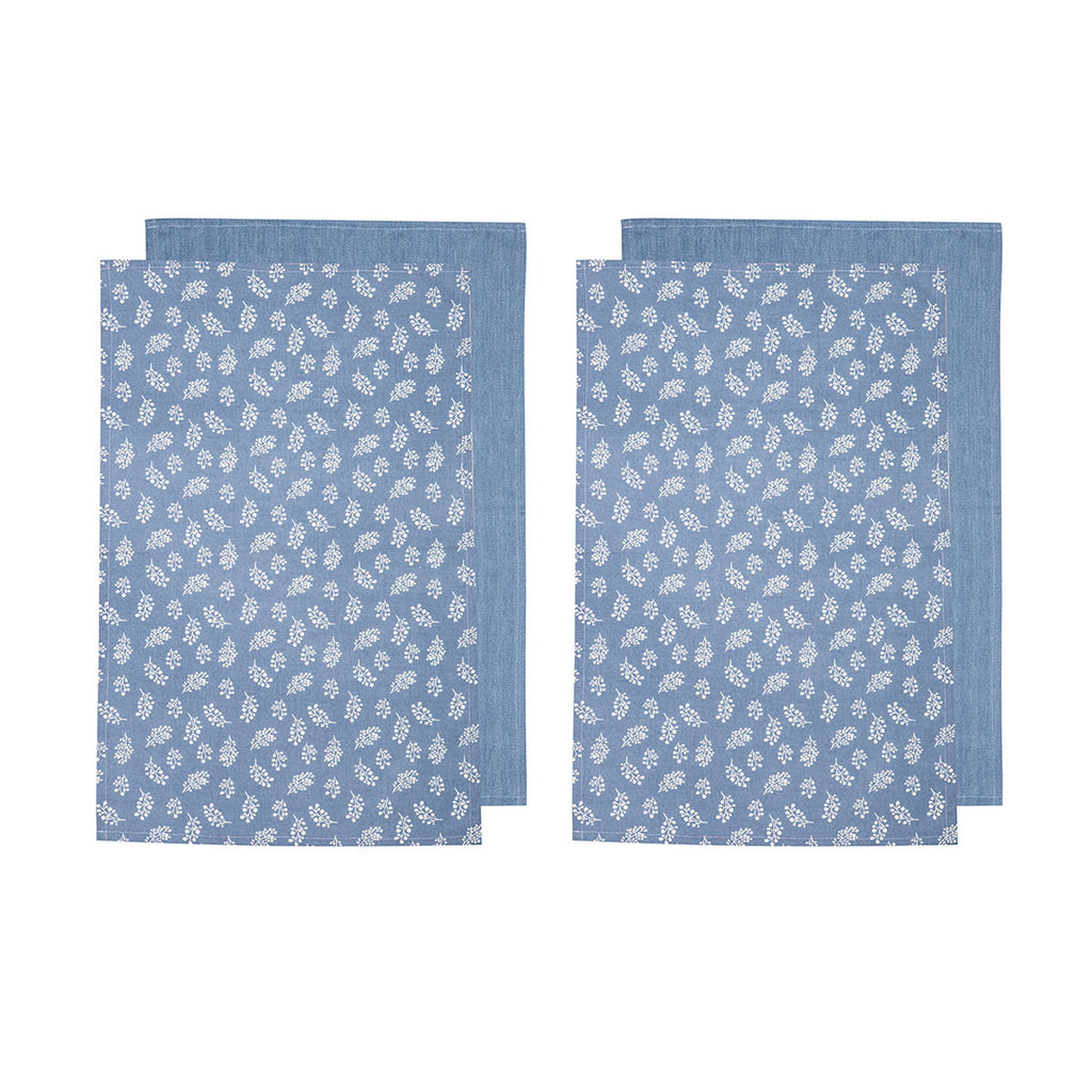 Ladelle Set of 4 Homespun Cotton Kitchen Tea Towels 50 x 70 cm