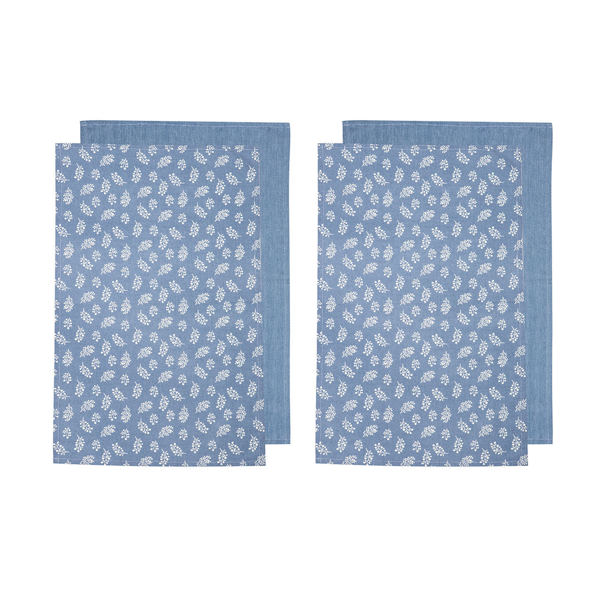 Ladelle Set of 4 Homespun Cotton Kitchen Tea Towels 50 x 70 cm