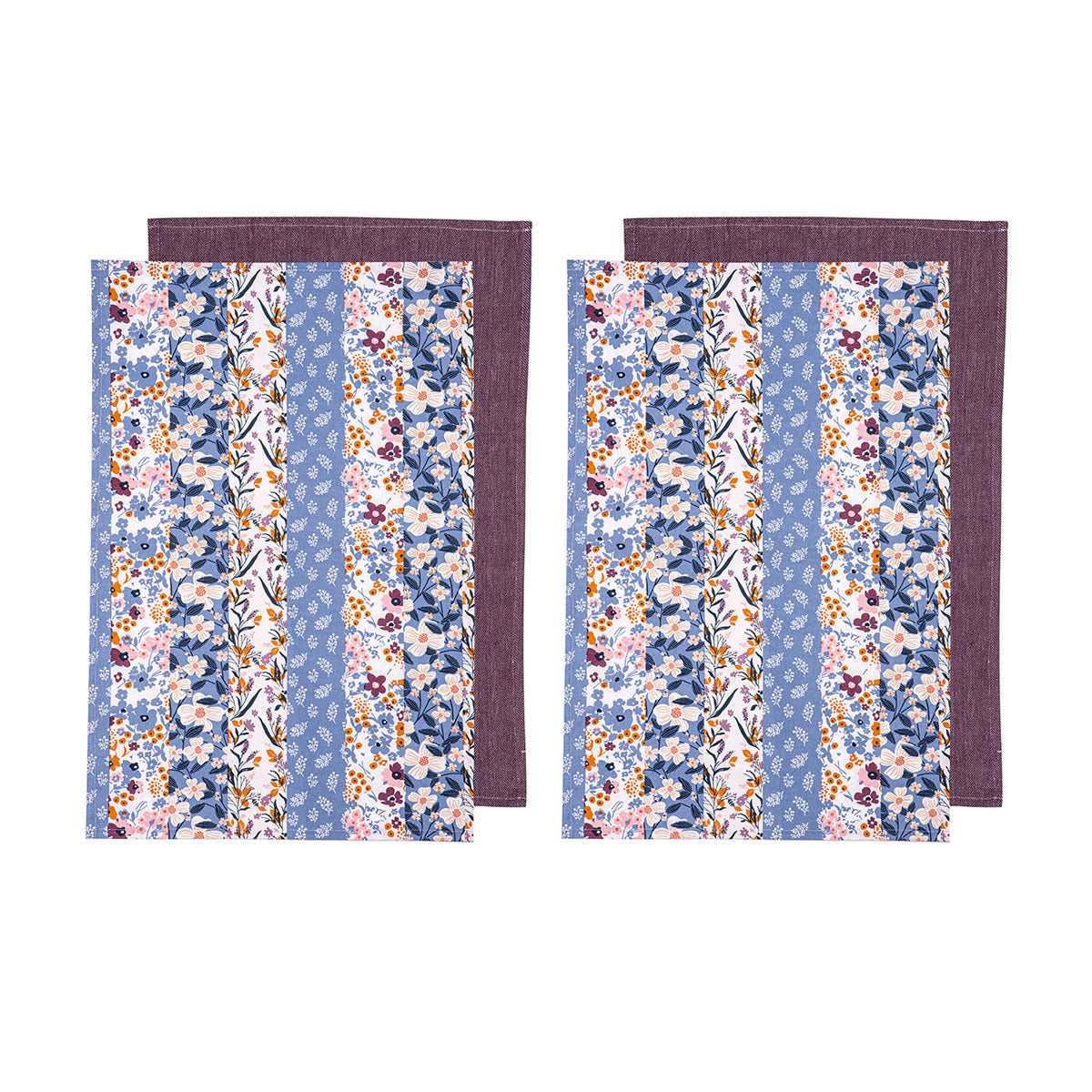 Ladelle Set of 4 Homespun Cotton Kitchen Tea Towels 50 x 70 cm