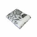 Botanical Print Cotton Linen Tablecloth with Lace Edging