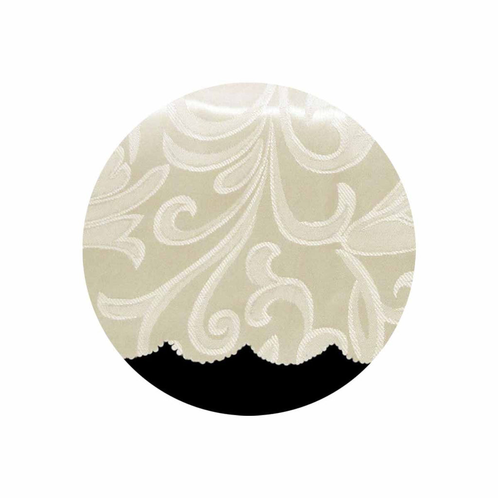 Swirl Leaf Cream Jacquard Table Cloth with Scalloped Edging 140 x 180