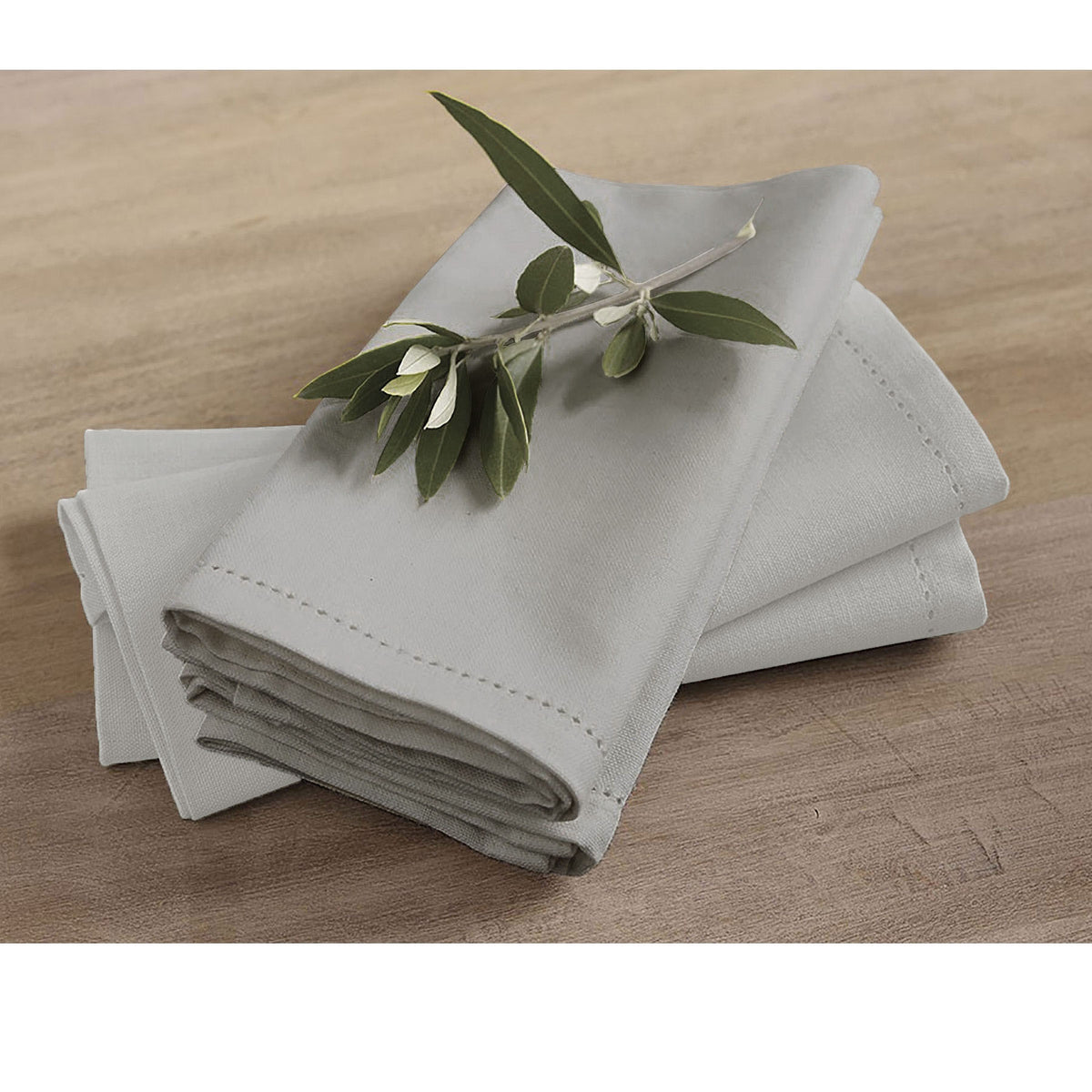 Rans Hemstitch Cotton Napkins, Set of 4, 45 x 45 cm, Grey
