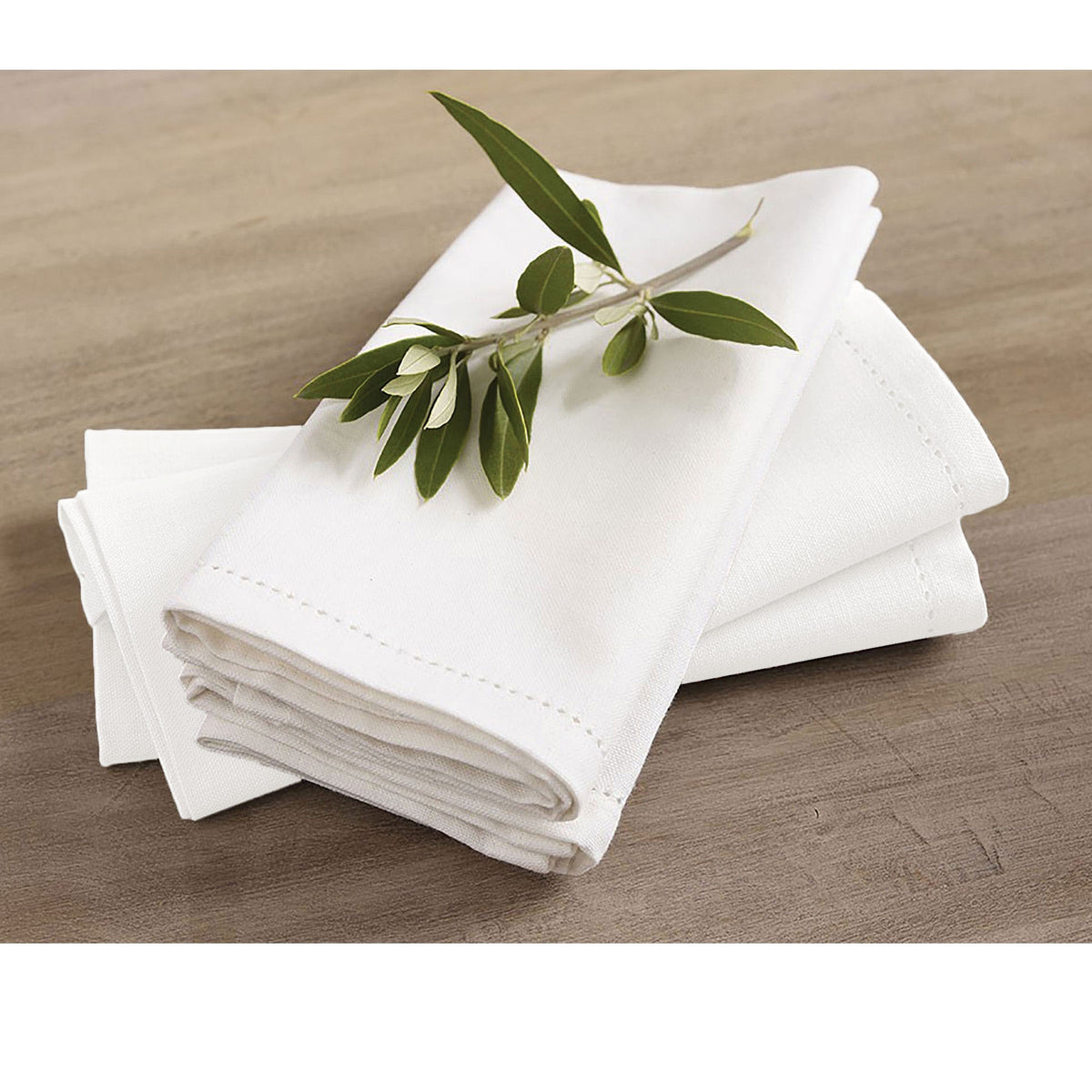 Rans Hemstitch Cotton Napkins, Set of 4, 45 x 45 cm, White