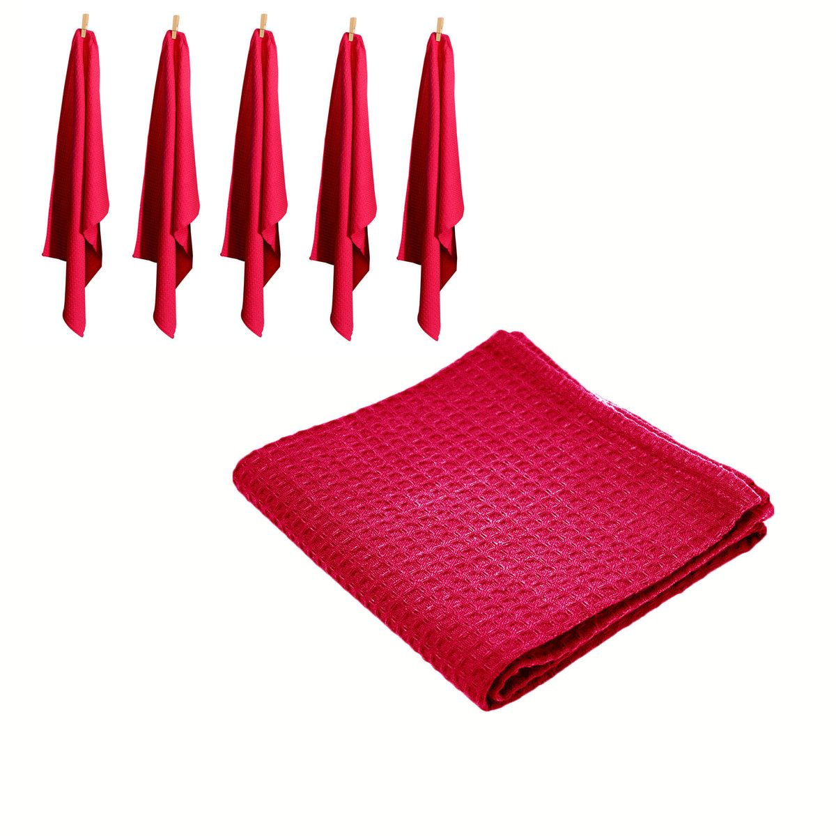 Rans Set of 6 Cotton Waffle Tea Towels 50x70 cm